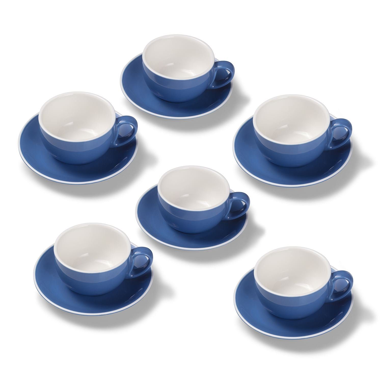 Terra Home Tasse Terra Home 6er Milchkaffeetassen-Set, Blau glossy, Porzellan