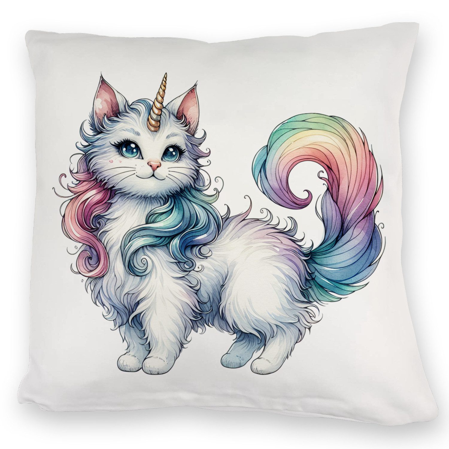 speecheese Dekokissen Einhorn-Katze Kuschelkissen
