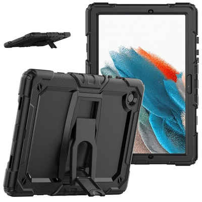 Wigento Tablet-Hülle »Für Samsung Galaxy Tab A8 10.5 2021 X200 / X205 aufstellbare Outdoor Hybrid Schwarz mit Trage Gurt Tablet Tasche Etuis Cover Case Schutz Robust Neu«