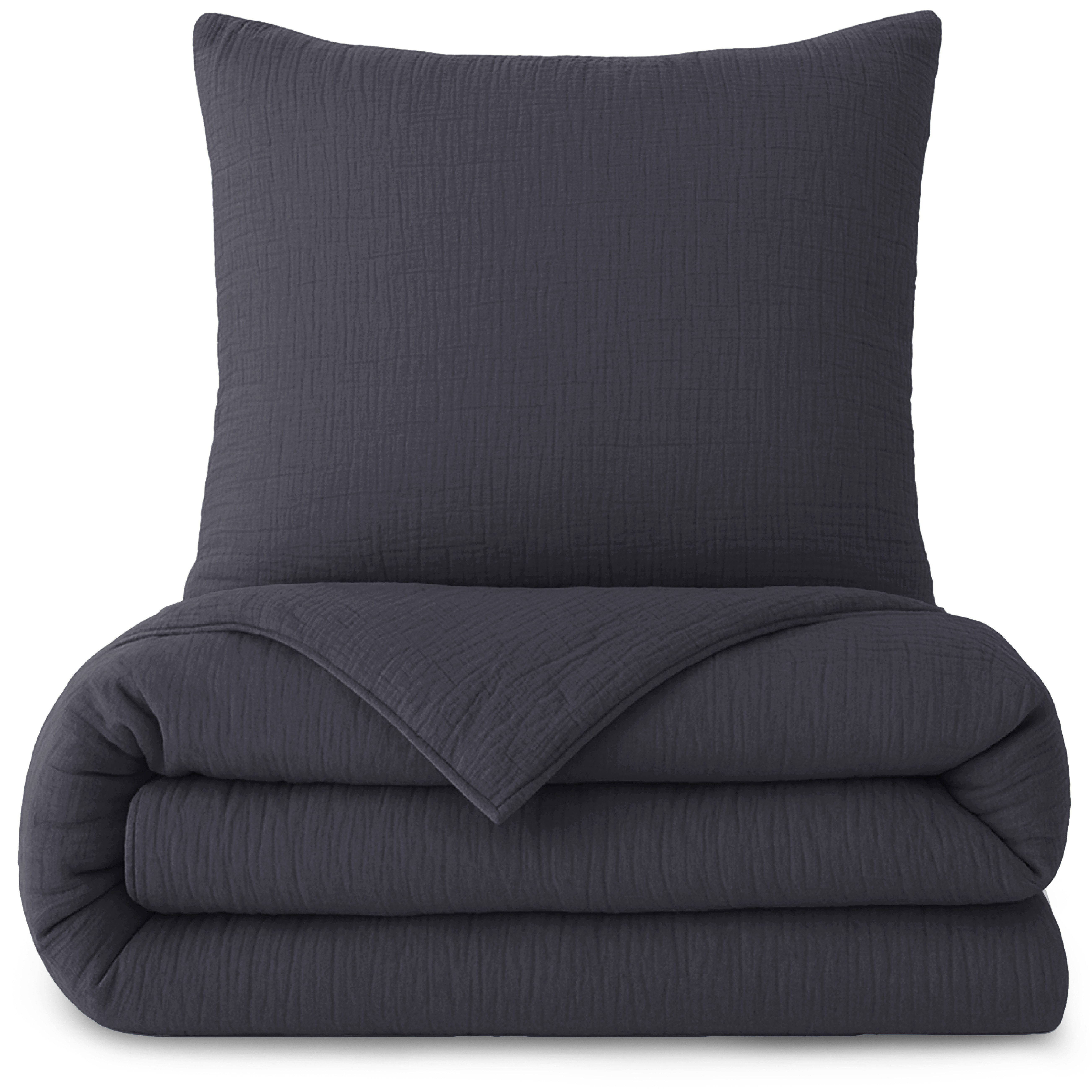 Laynenburg Bettwäsche Musselin aus 100% Baumwolle in 135x200 oder 155x220 cm, atmungsaktiv & bügelfrei – 2 lagig mit Reißverschluss & Haltebändern