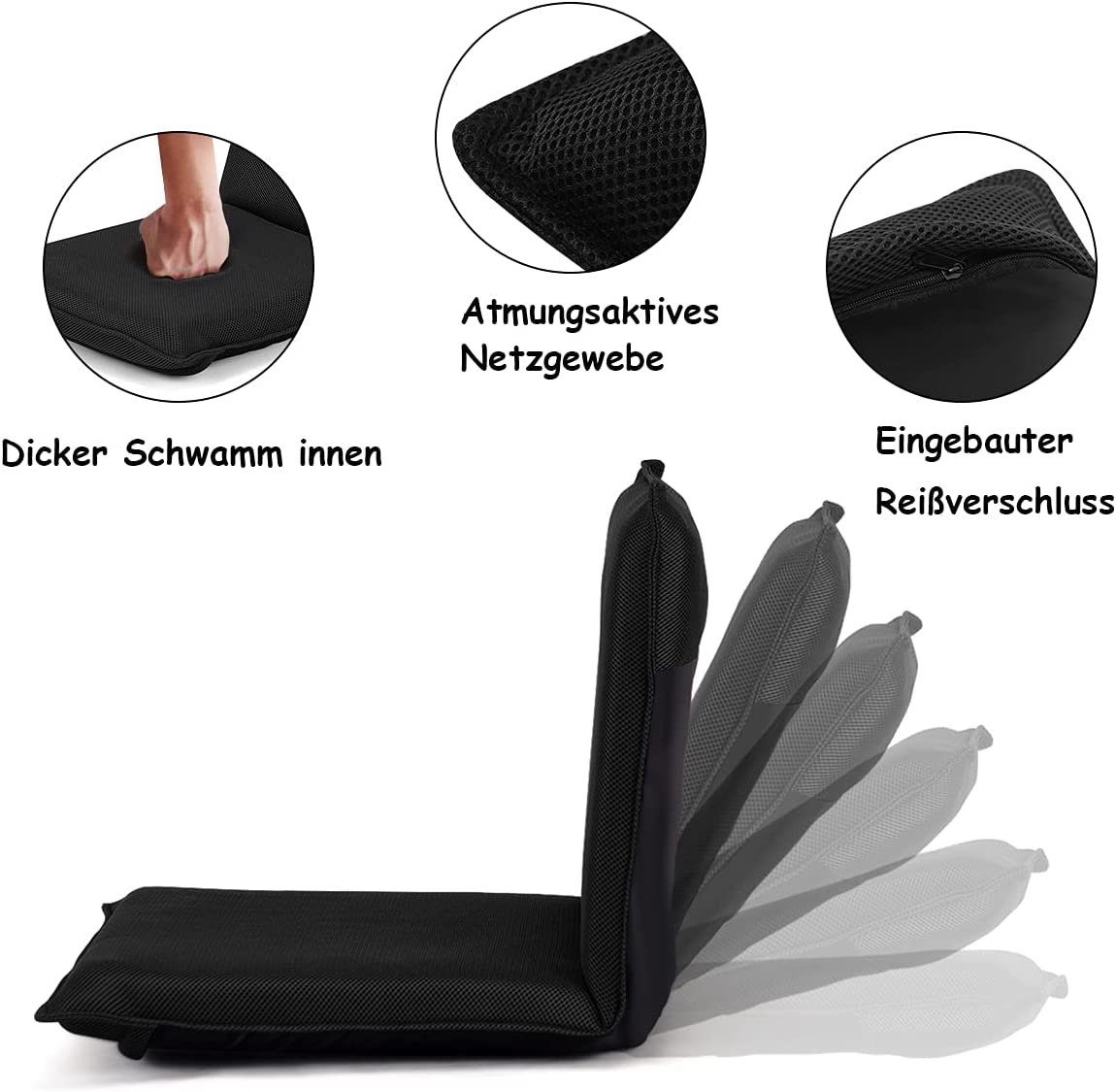 KOMFOTTEU Bodenkissen Bodenstuhl, mit 6-stufig Verstellbarer günstig online kaufen