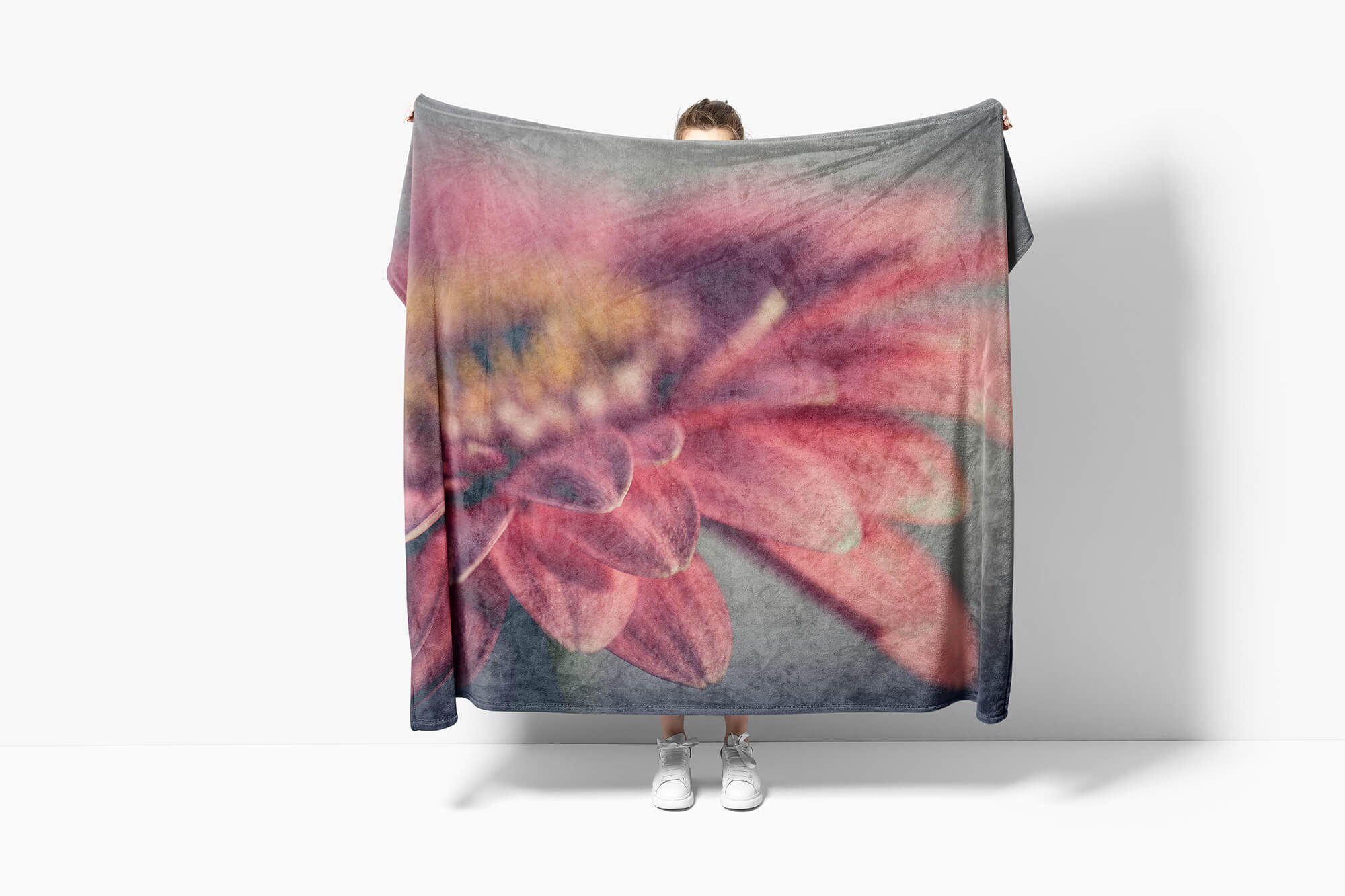 Handtuch mit Saunatuch Baumwolle-Polyester-Mix (1-St), Sinus Fotomotiv Blüt, Zinnien Strandhandtuch Blume Handtücher Kuscheldecke Handtuch Art