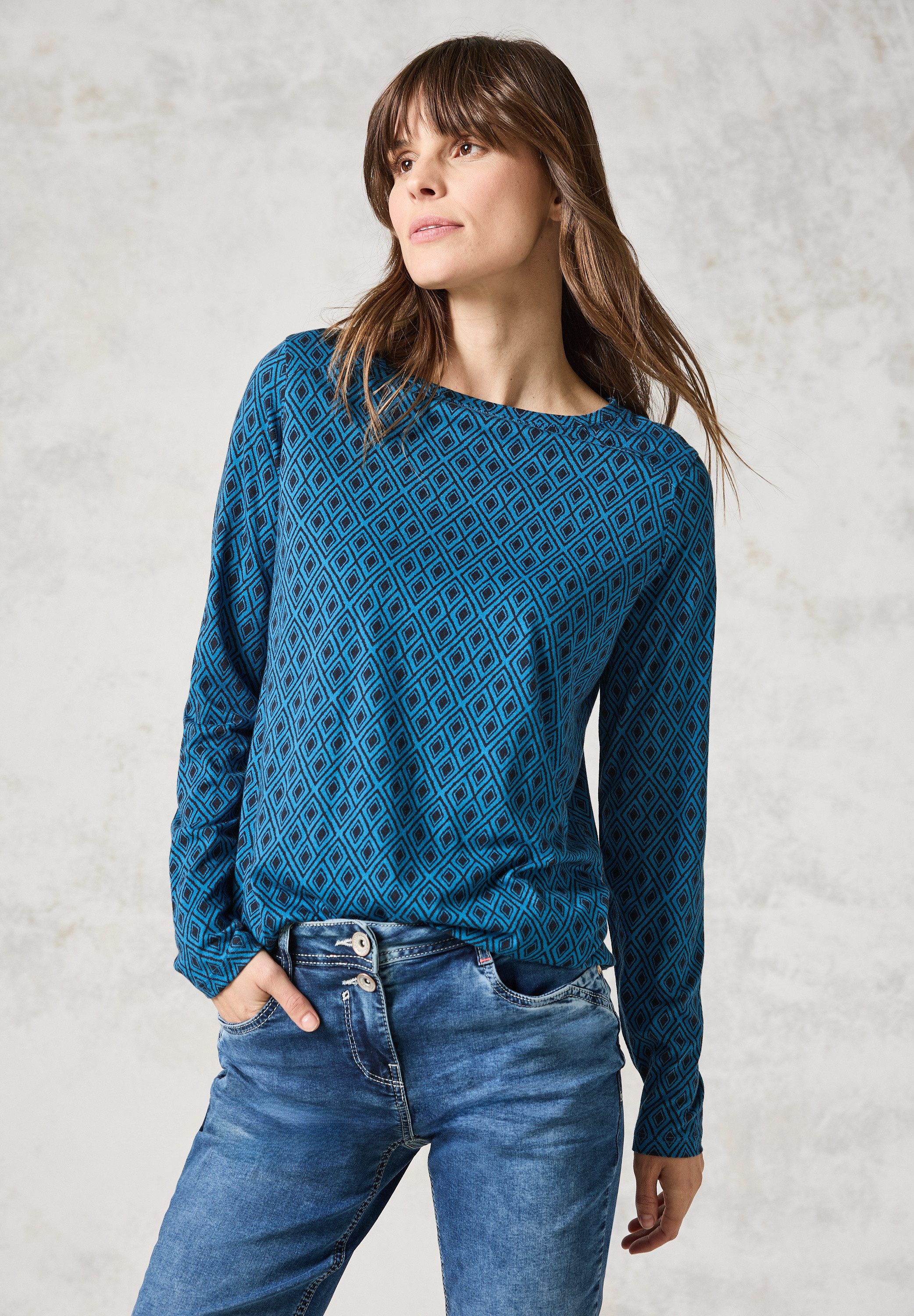 CECIL Langarmshirt im soften Baumwoll-Mix