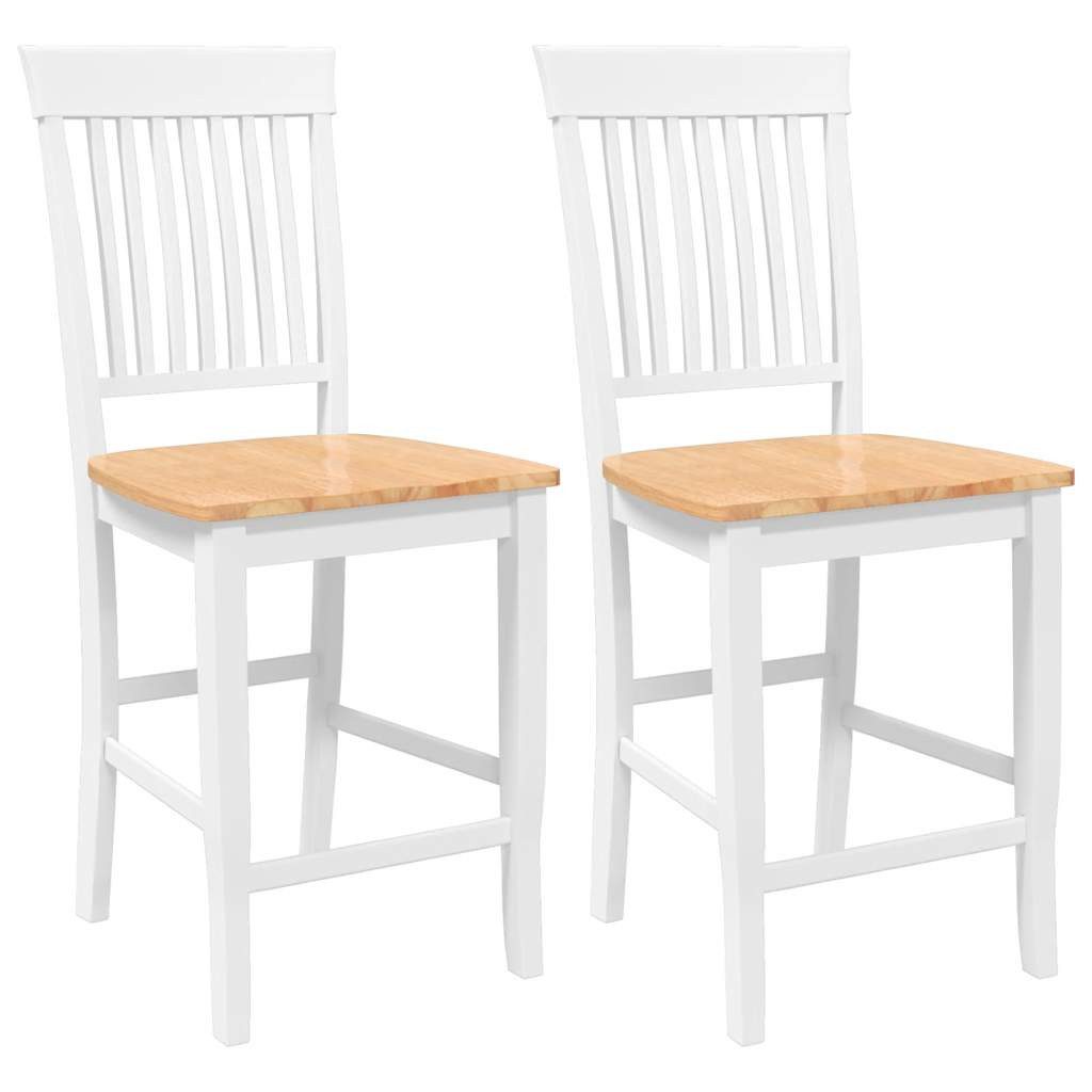 Barhocker Barhocker 2 Stk. Weiß Massivholz Gummibaum