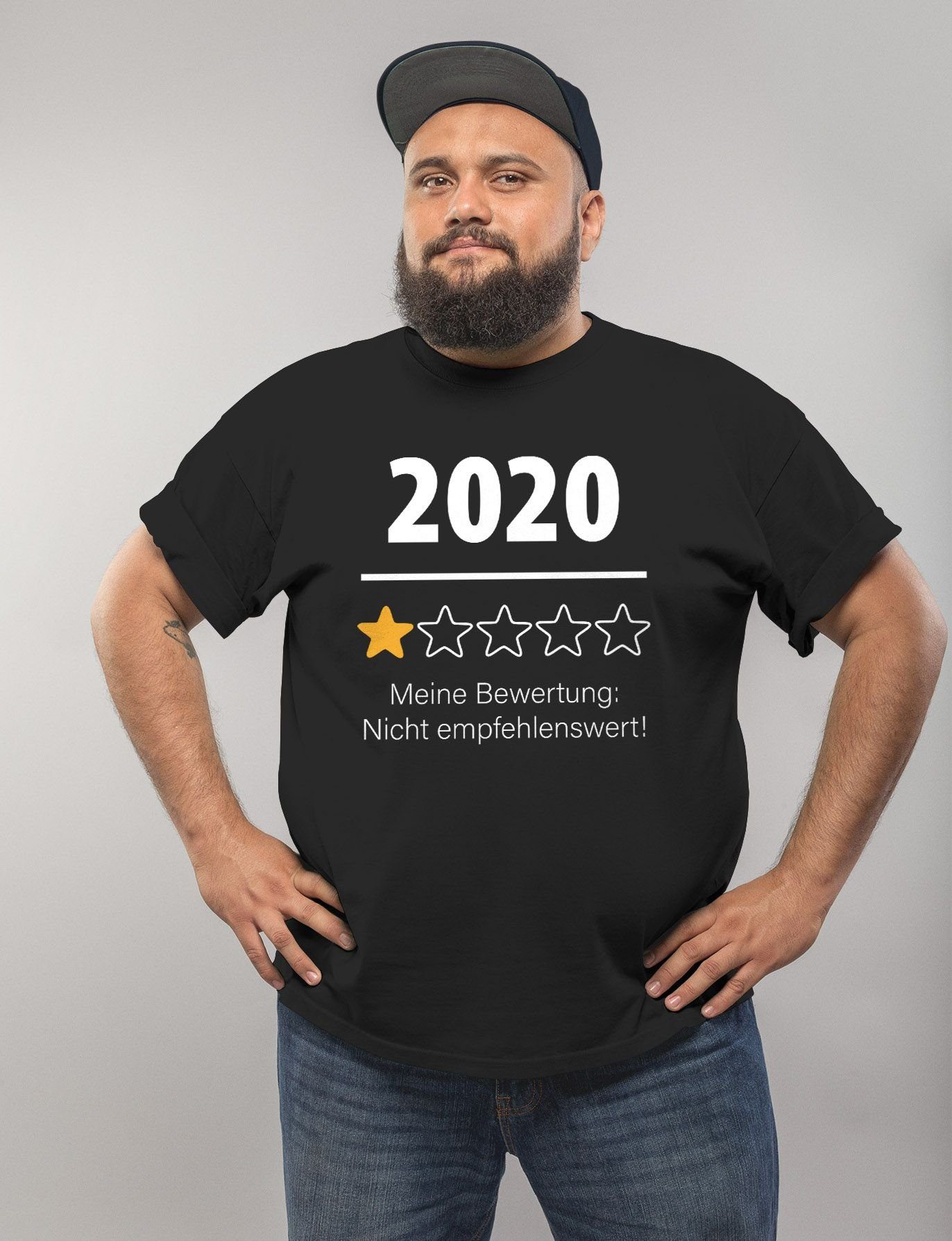 meine empfehlenswert! lustig Spruch 2020 1 Bewertung Herren Fun-Shirt Print-Shirt Stern Moonworks® Print MoonWorks nicht mit T-Shirt