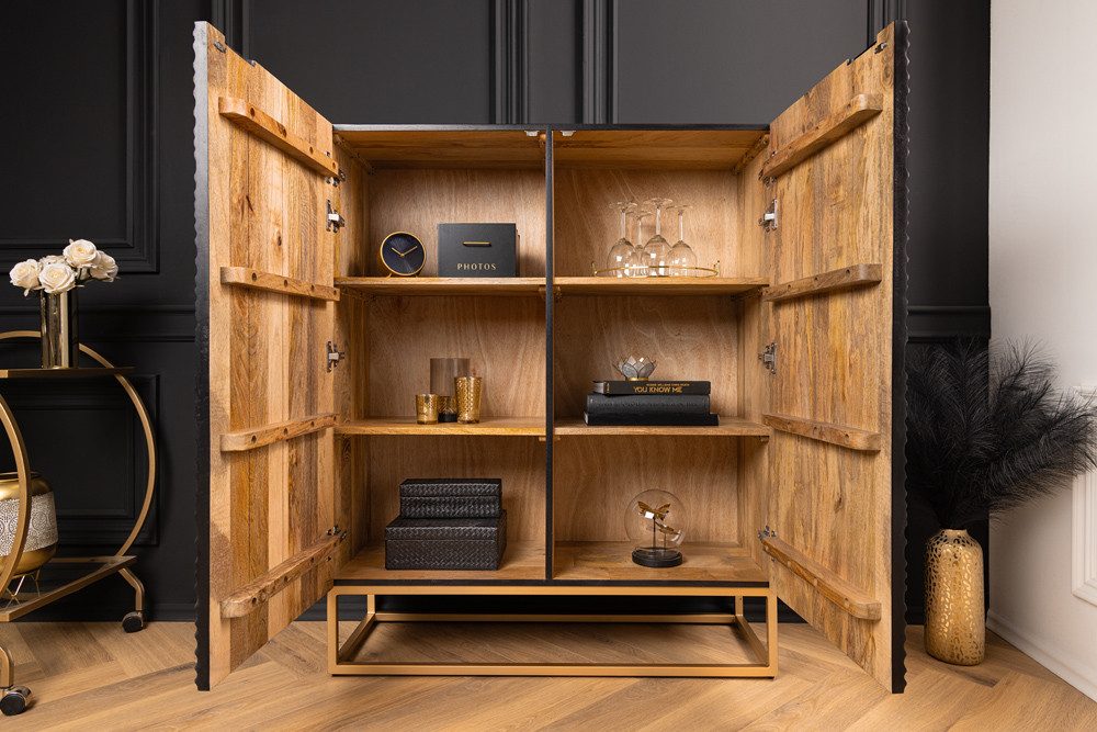 riess-ambiente Highboard ZEN CIRCLES 120cm weiß / schwarz / gold (Einzelart günstig online kaufen