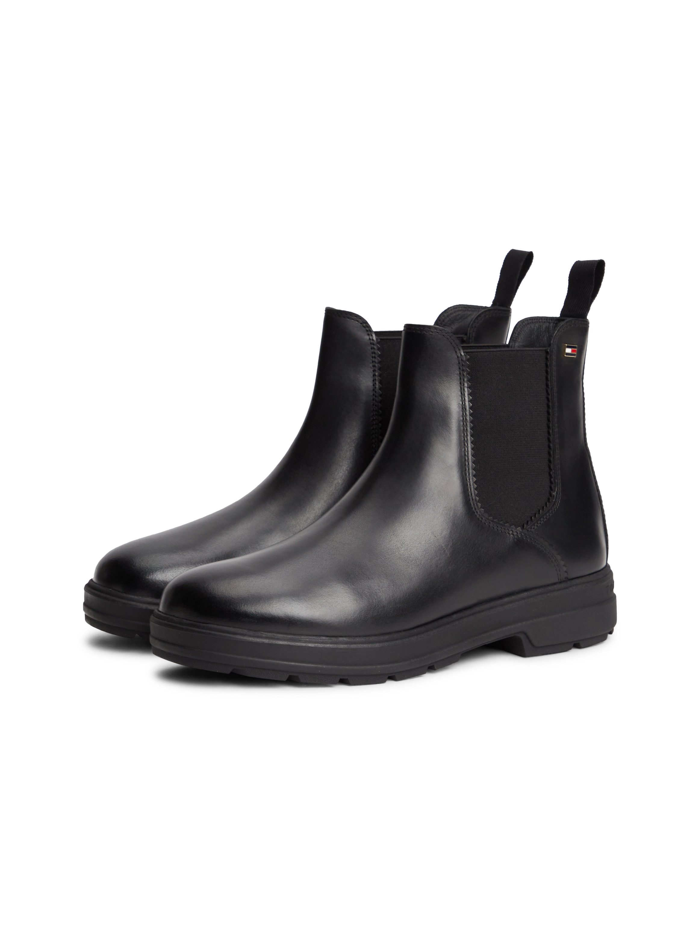 Tommy Hilfiger TH FLAG OUTDOOR CHELSEA BOOT Chelseaboots Blockabsatz, Schlupfboots mit beidseitigem Stretcheinsatz