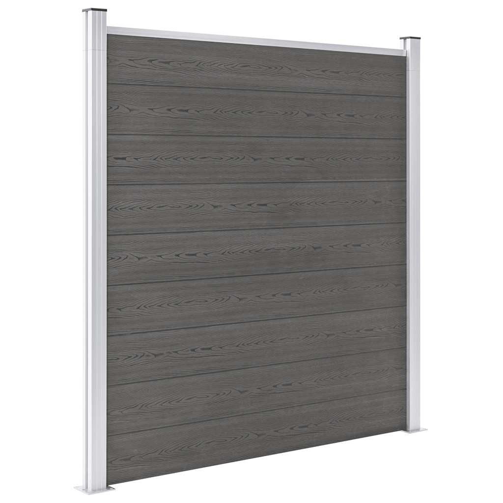 furnicato Zaun WPC-Zaunpaneel-Set 180 x 186 cm in Grau, (1-St), Witterungsbeständige Sichtschutzkonstruktion mit Aluminiumprofilen