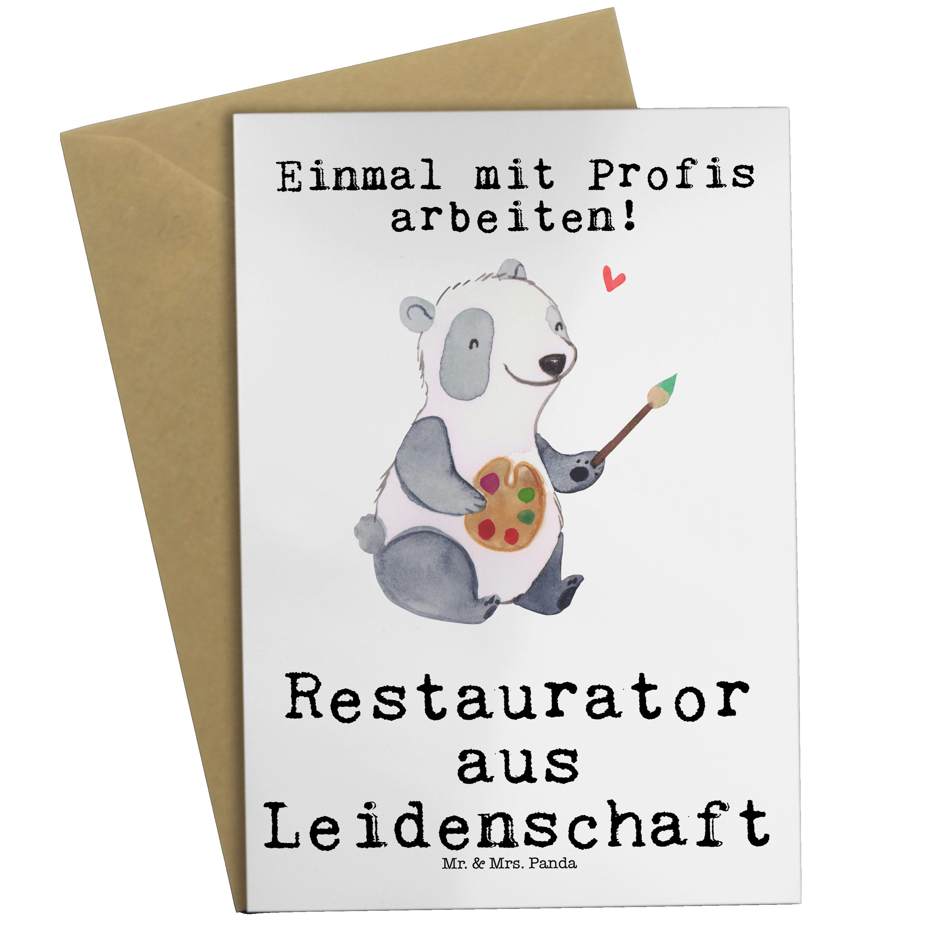 Mr. & Restaurator - Schenken, Grußkarte Weiß Panda Leidenschaft - aus Geschenk, Mrs. Hochzeitska