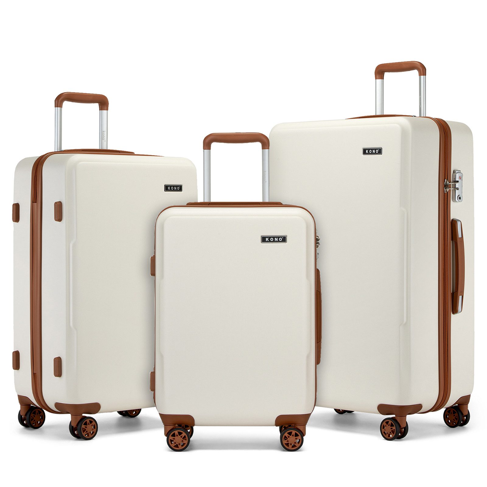 KONO Handgepäck-Trolley Koffer, PC + ABS Hartschale, TSA-Schloss, Doppel-Spinnräder