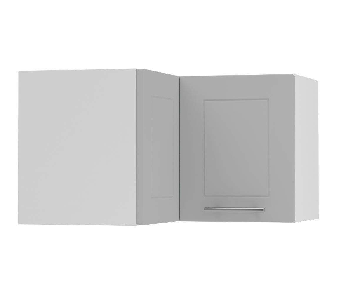 Feldmann-Wohnen Eckhängeschrank Kvantum (2-türig, 1 Fach, Türanschlag beidseitig, Soft-Close, 1-St., Fronten mit dekorativen Fräsungen und leicht abgerundeten Ecken) 60x60x36cm weiß - dust grey matt (Q-W12/60/36)