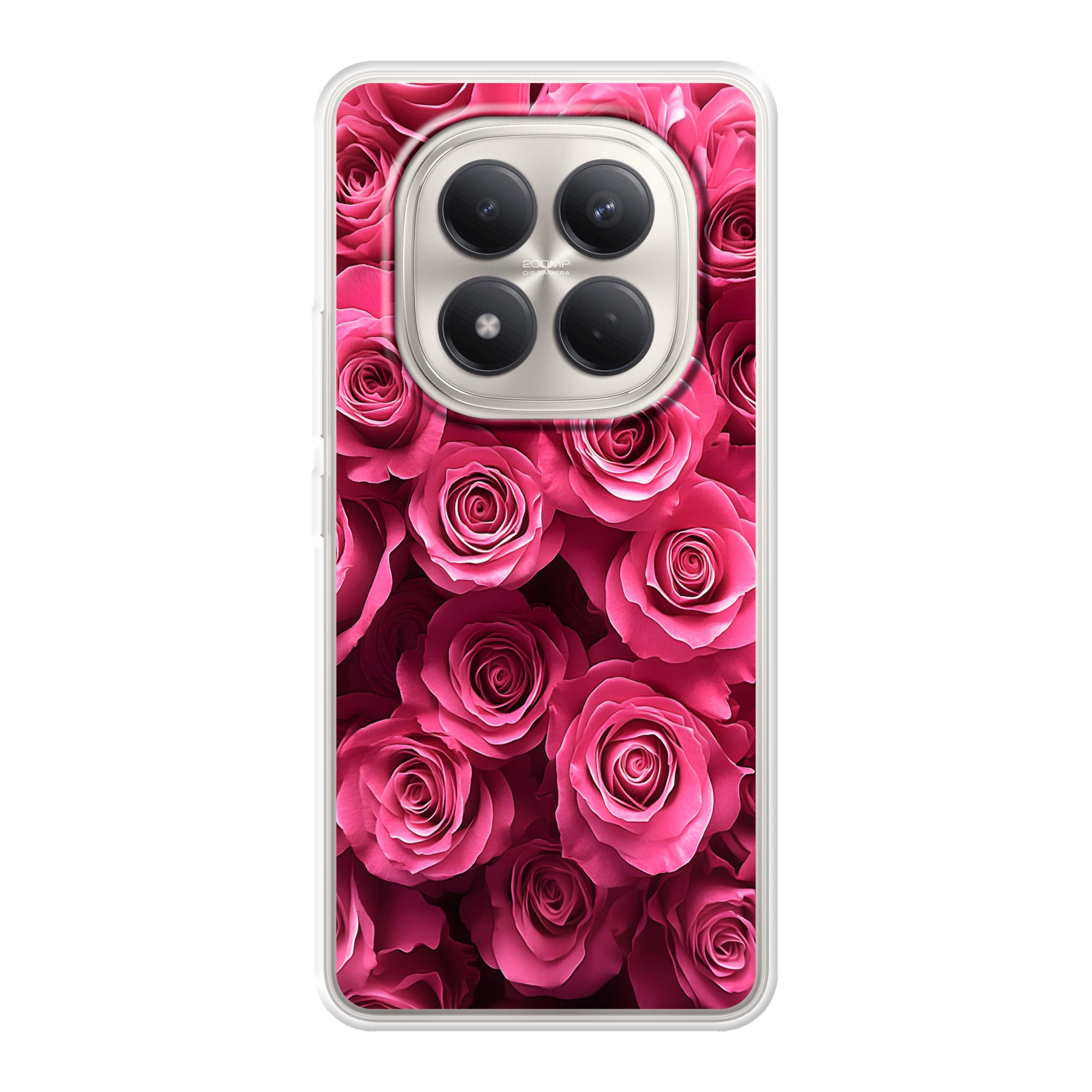 MuchoWow Handyhülle für Xiaomi Redmi Note 15 Pro 4G Rosen - Rosa - Blume, Handy Case, Silikon, Bumper Case Dünn