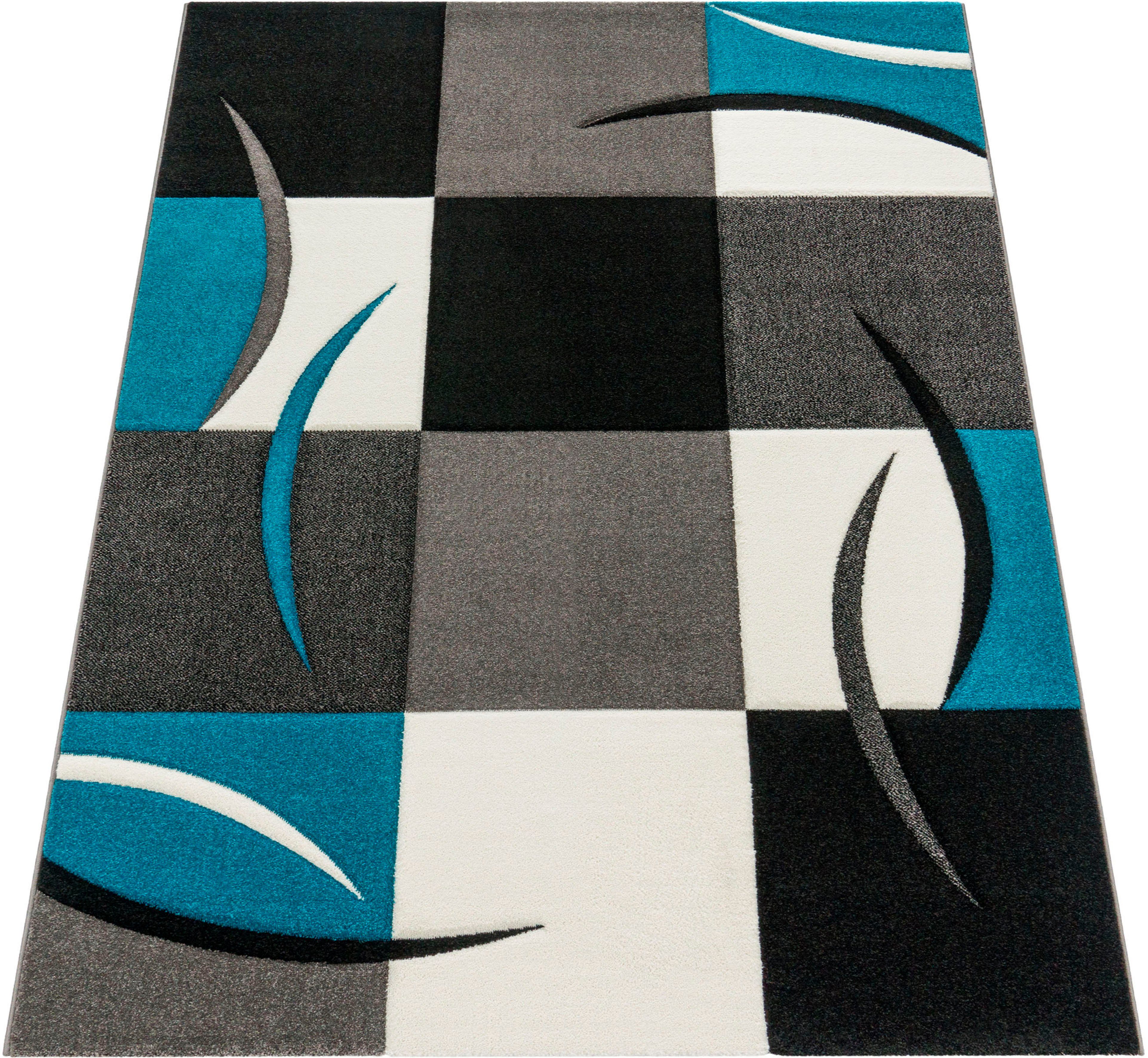Paco Home Teppich "Diamond 665" rechteckig 17 mm Höhe Karo Muster, 3D-Desig günstig online kaufen
