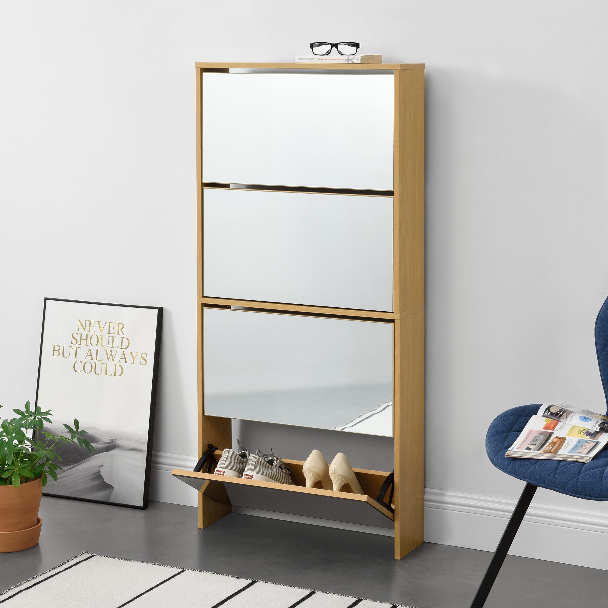 en.casa Schuhschrank »Vogar« mit 4 verspiegelten günstig online kaufen