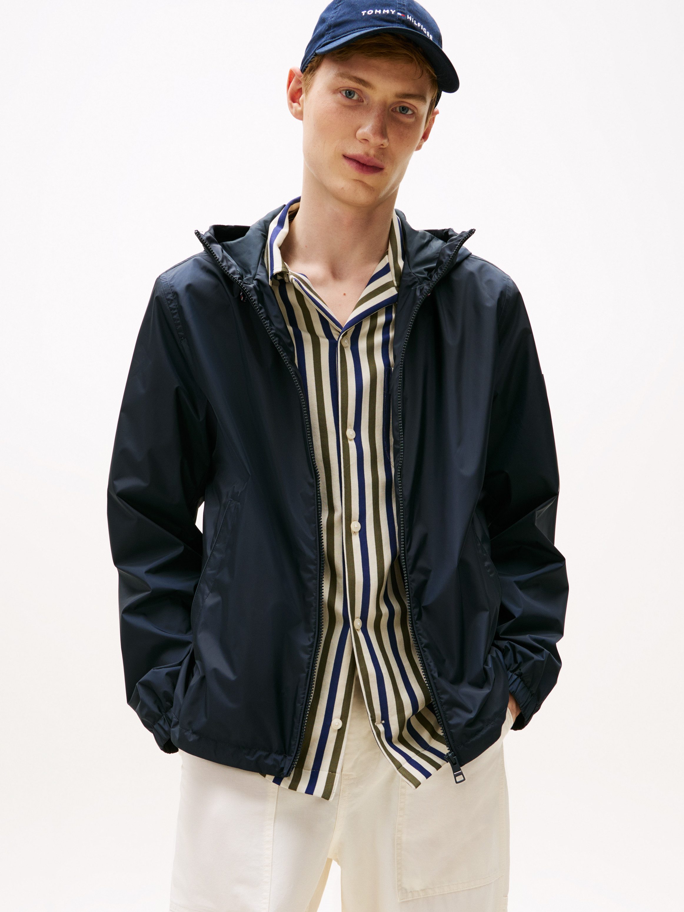 Tommy Hilfiger Blouson RWB HOODED JACKET Freizeitjacke, Übergangsjacke elastische Bündchen, wasserabweisend