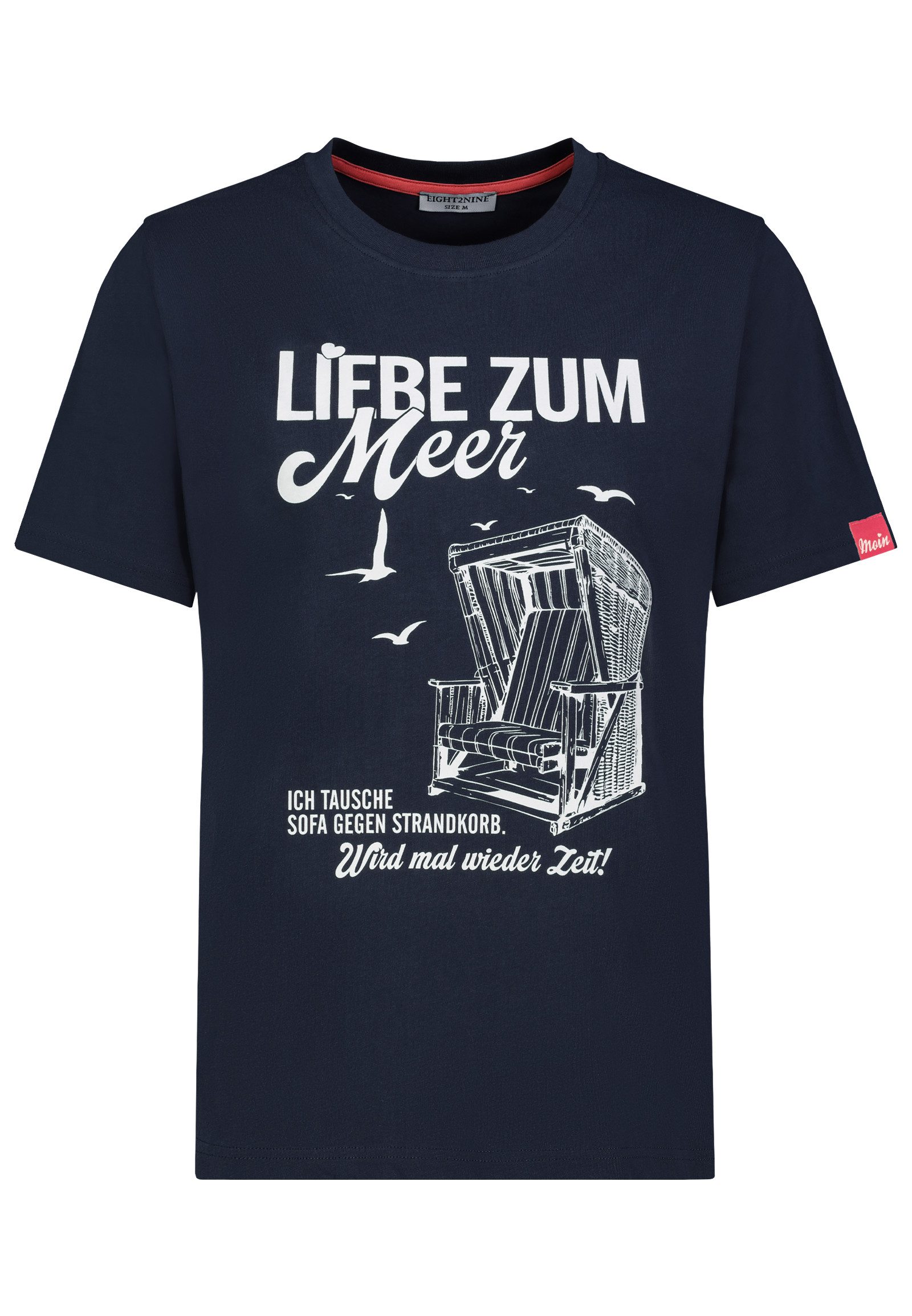Eight2Nine T-Shirt Damen Baumwollshirt maritim Printshirt, maritime Motive: Anker, Moin, Strandkorb