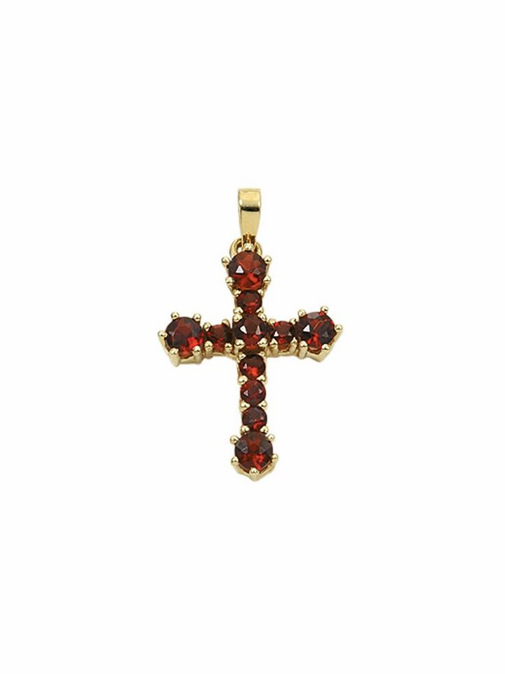 Adelia´s Kettenanhänger 333 Gold Anhänger Kreuz mit Granat, mit Granat  Goldschmuck für Damen & Herren