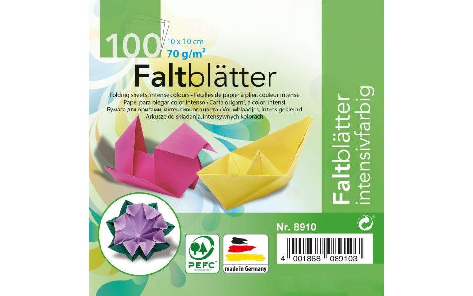 Glorex Bastelkartonpapier Glorex Faltblätter 70g farb.sortiert 10 x 10 cm