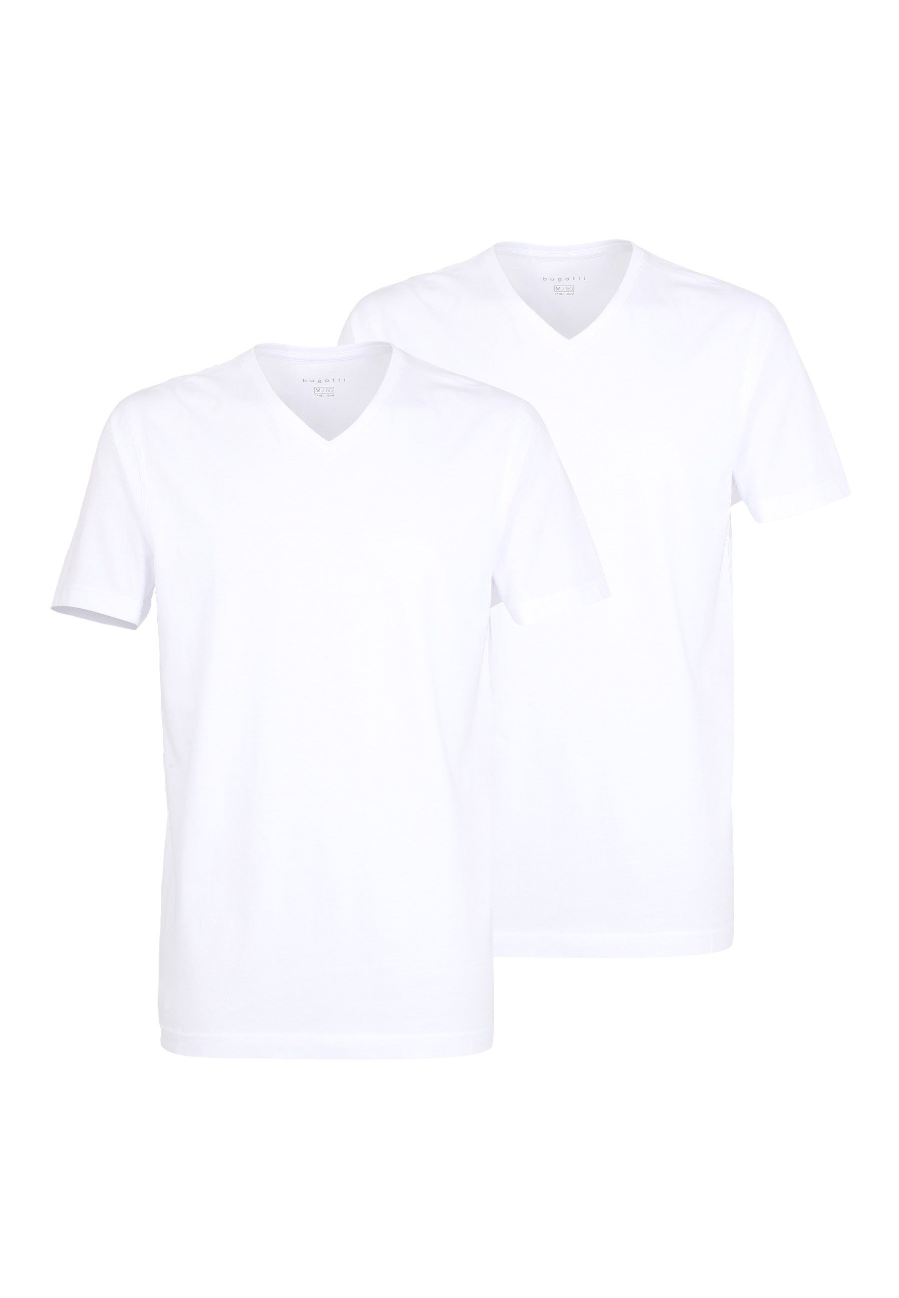 bugatti T-Shirt Bari (2er Pack) V-Ausschnitt, Kurzarm, basic, Baumwolle, weich, atmungsaktiv