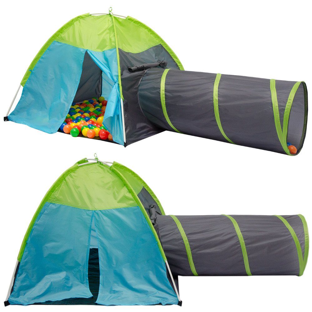 Spielzelt Kinder Pop Up Spielzelt mit Tunnel - Bällebad Blau