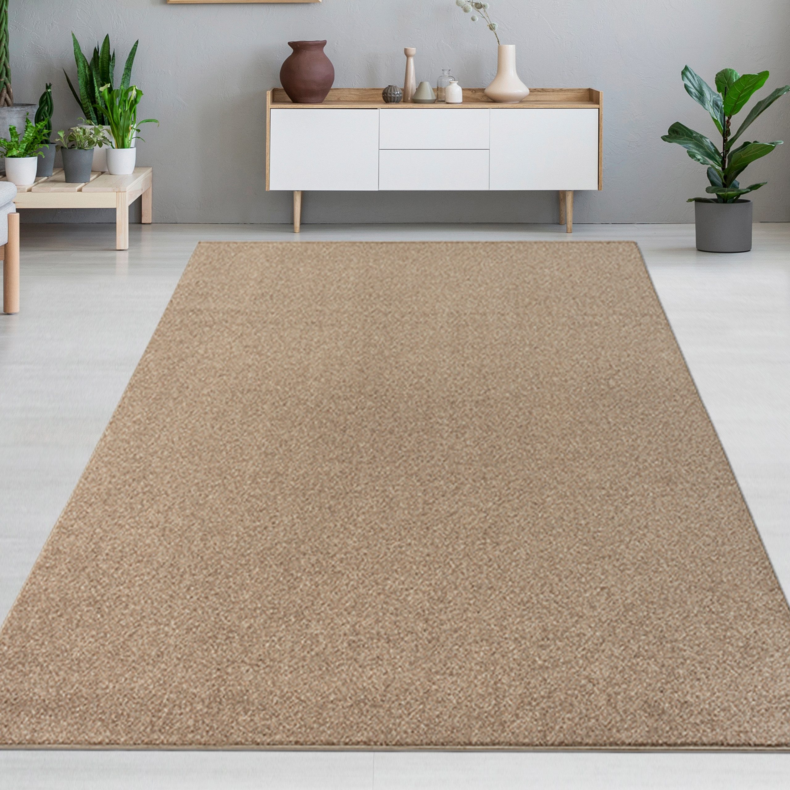 Carpetia Teppich Modernes Uni-Design, rechteckig, Höhe: 17 mm, 160 x 220 cm, weiche Oberfläche, pflegeleicht