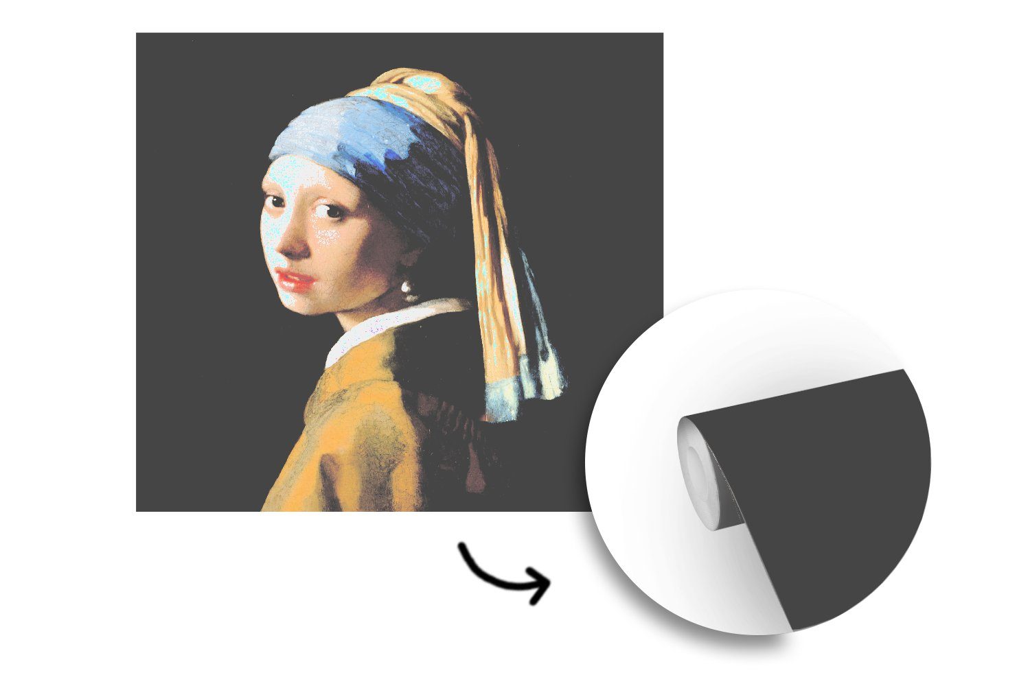 Perlenohrring Vermeer, St), Fototapete oder Gemälde - - MuchoWow Meister Vinyl Mädchen - für Wandtapete (5 Alte mit Matt, Tapete bedruckt, Wohnzimmer Schlafzimmer,