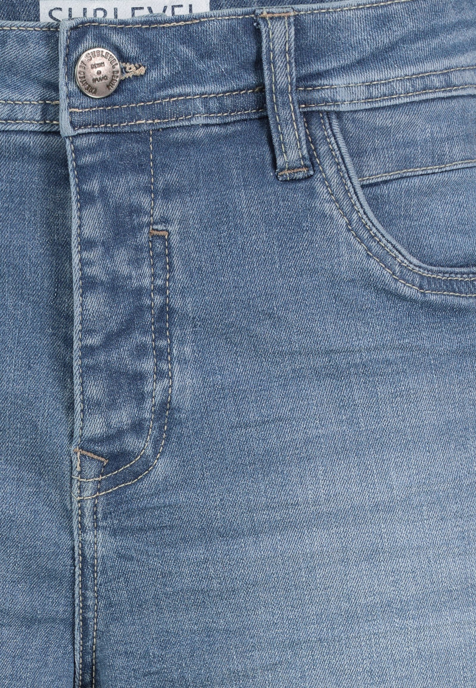 SUBLEVEL Jeansshorts im 5-Pocket-Style mit Aufschlag Denim Bermuda Shorts