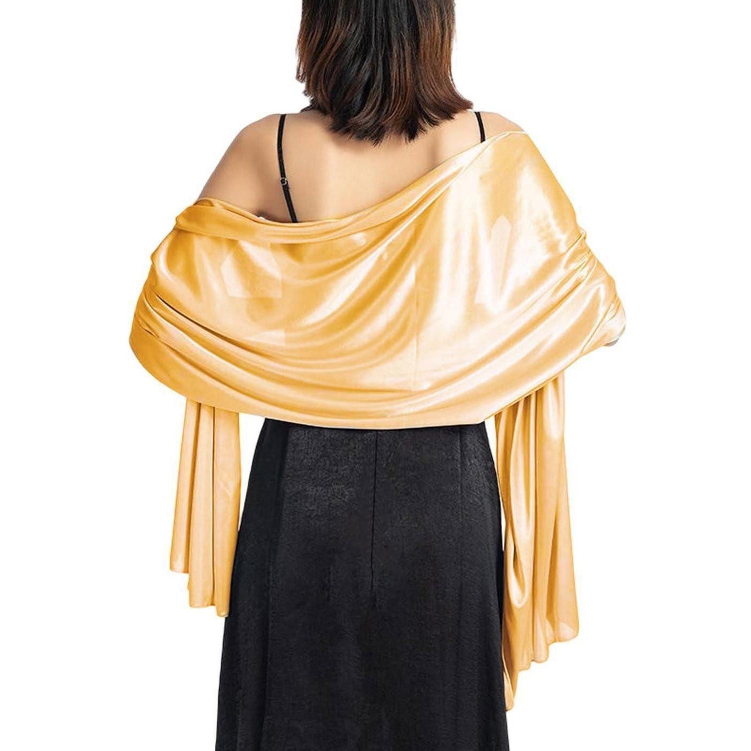 LuxusKollektion Seidenschal Stola Seide Satin Champagner Gold, (1-St)