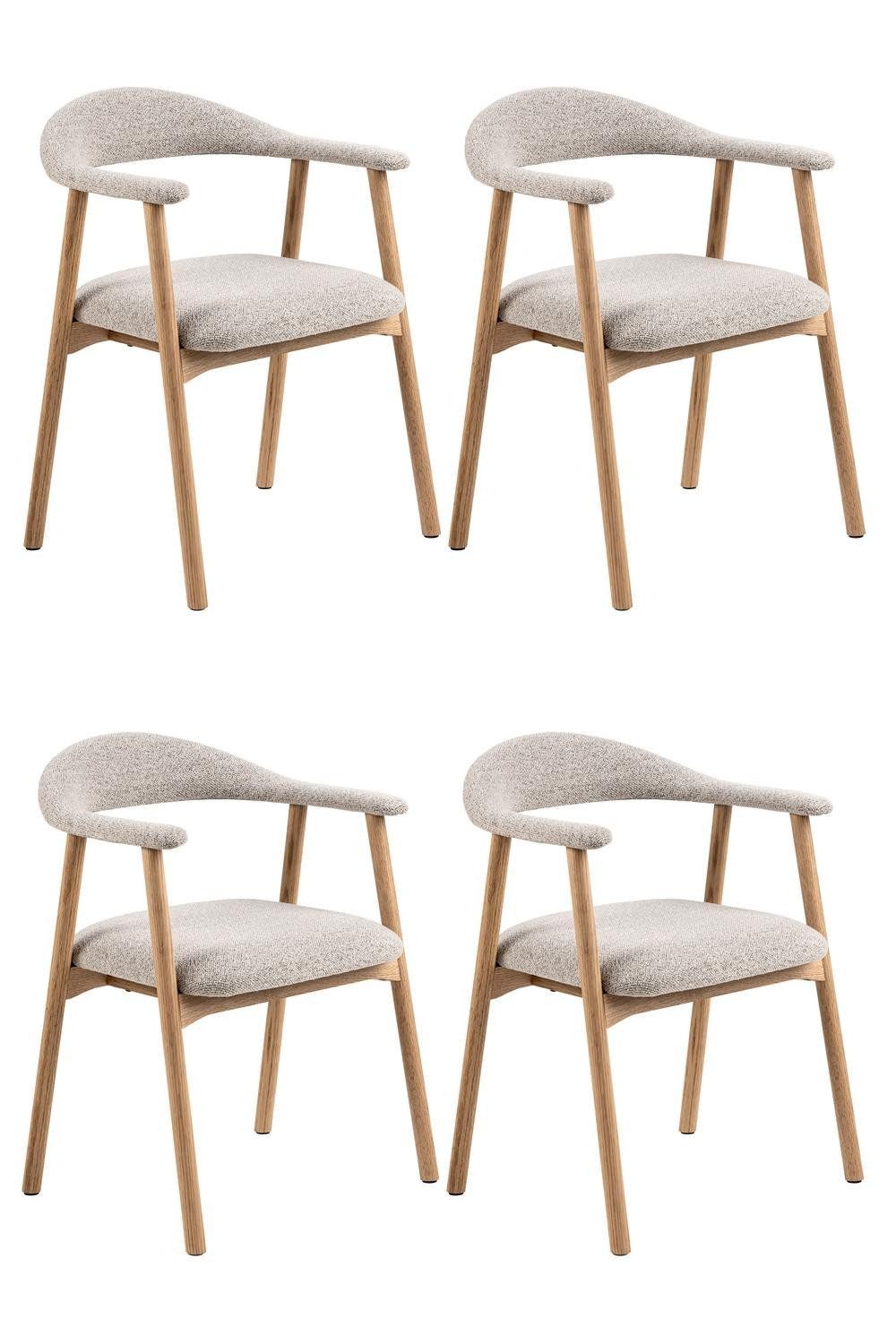ACTONA GROUP Armlehnstuhl Polsterstuhl mit Boucléstoff in Beige 4er Set (Spar-Set)
