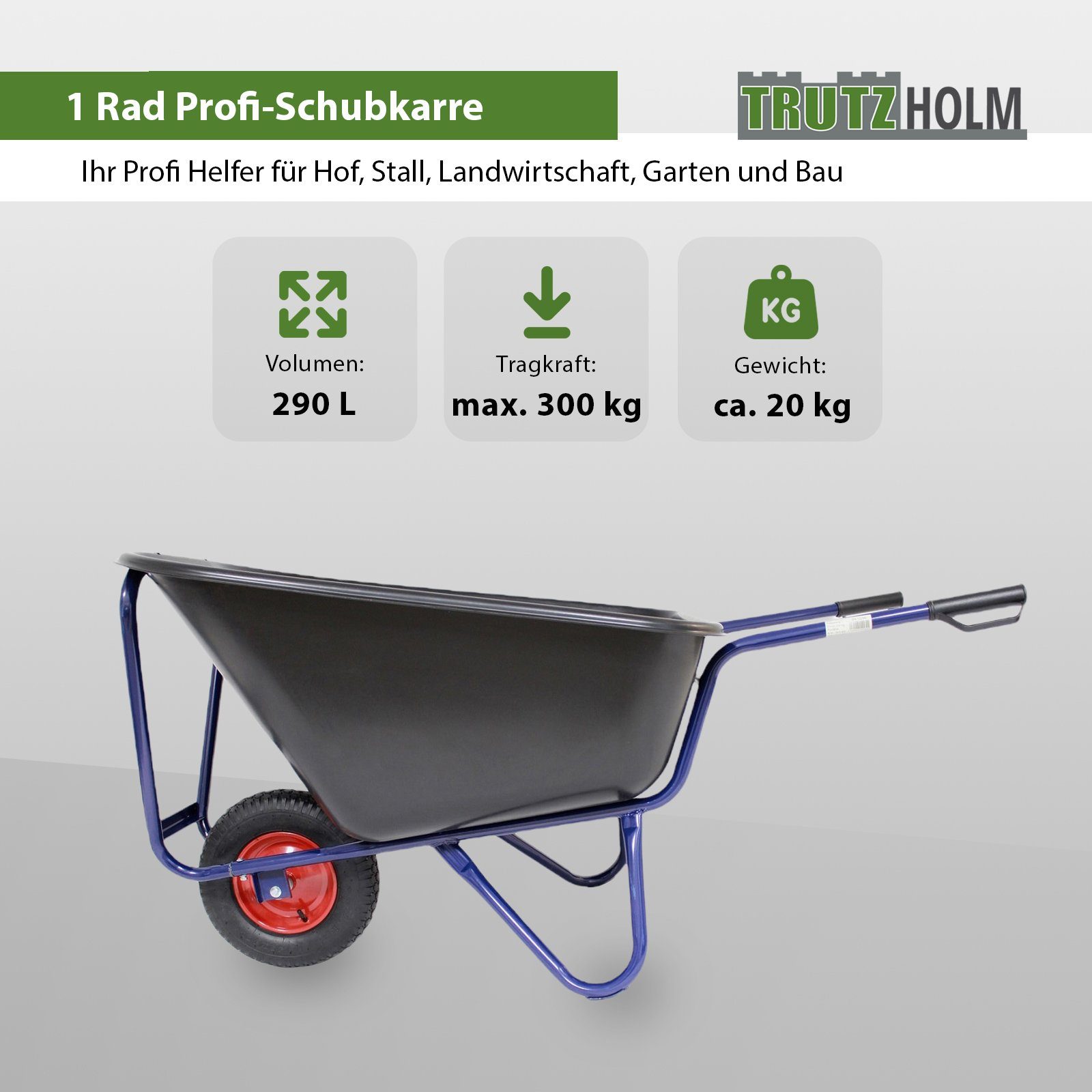 TRUTZHOLM Schubkarre »Futterkarre Hofkarre 1 Rad Schubkarre