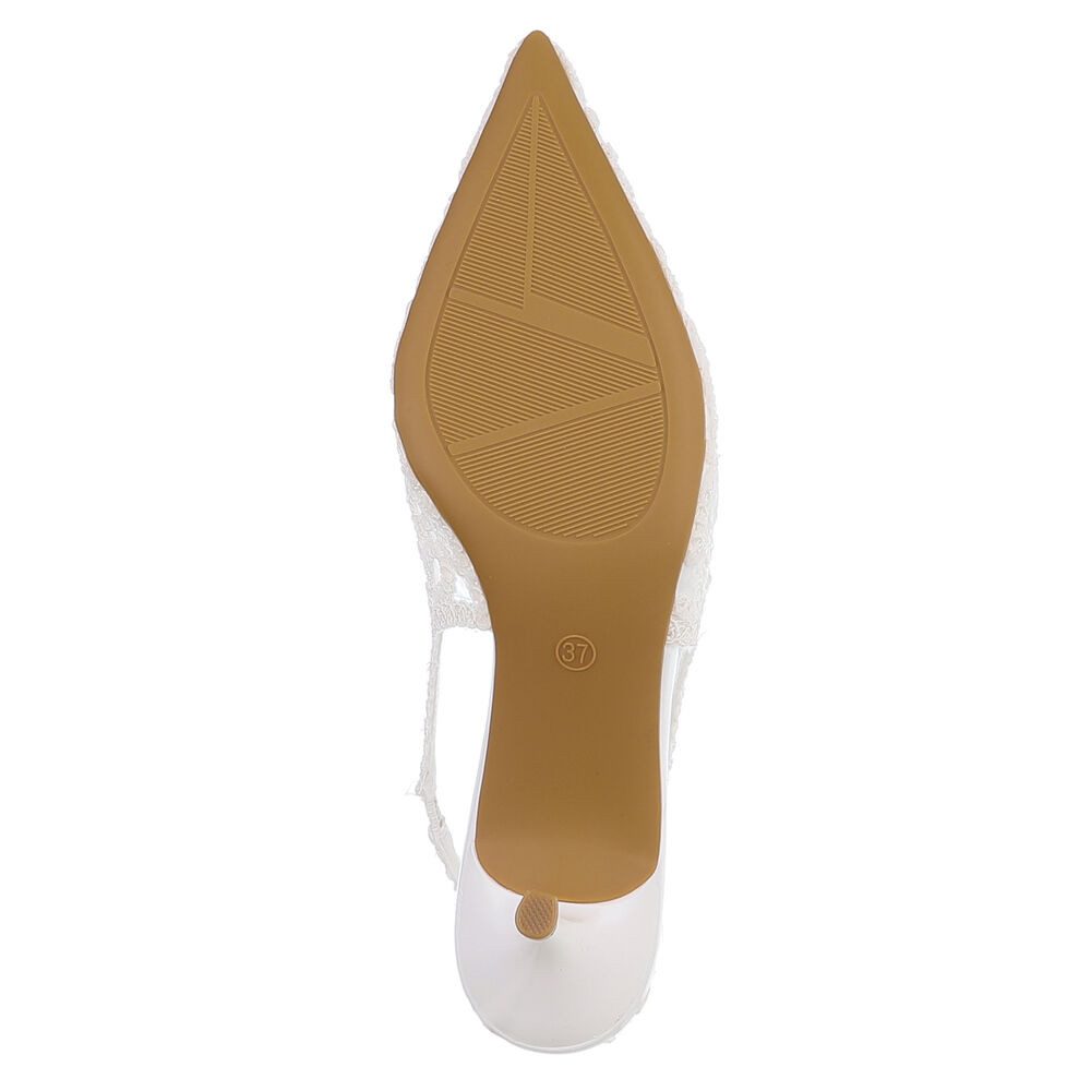 Ital-Design Brautschuhe Festliche Pumps mit Spitzenoptik für Damen Schnürpumps (91895698) Pfennig-/Stilettoabsatz Pumps in Weiß
