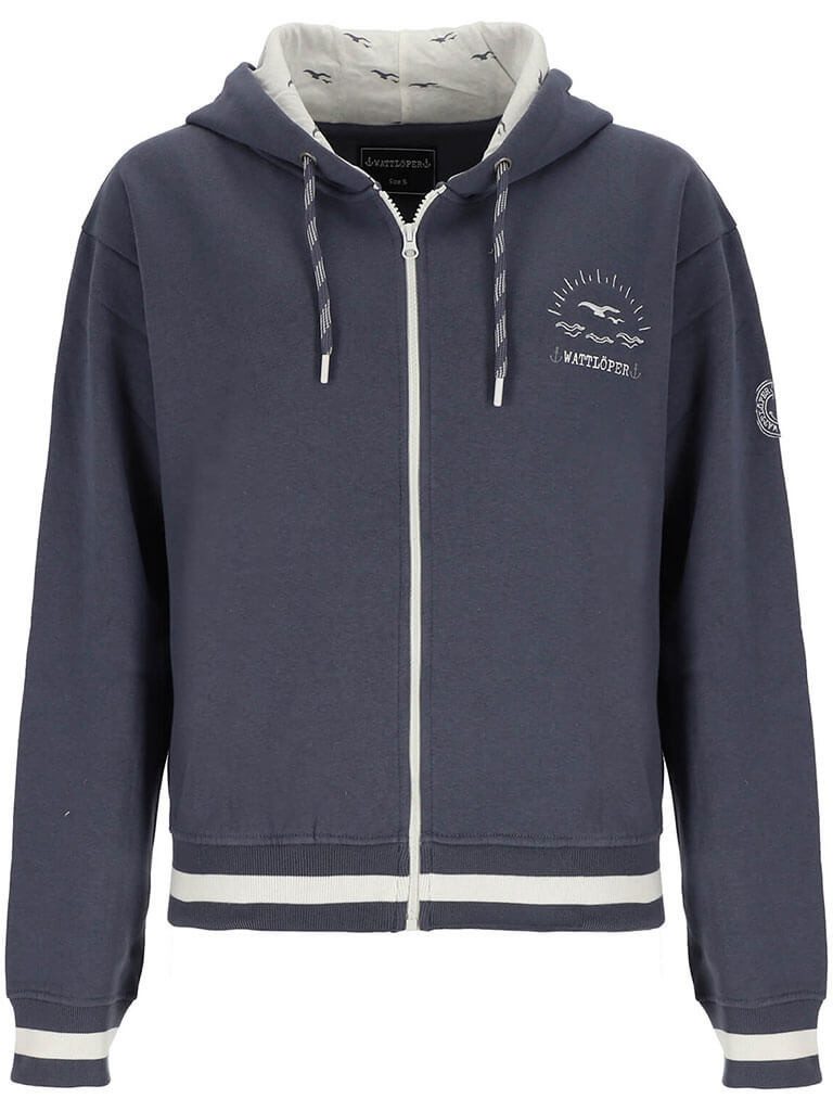 Kapuzensweatjacke 50993 Damen Sweatjacke Kapuzenjacke mit Grafik-Stick Maritim
