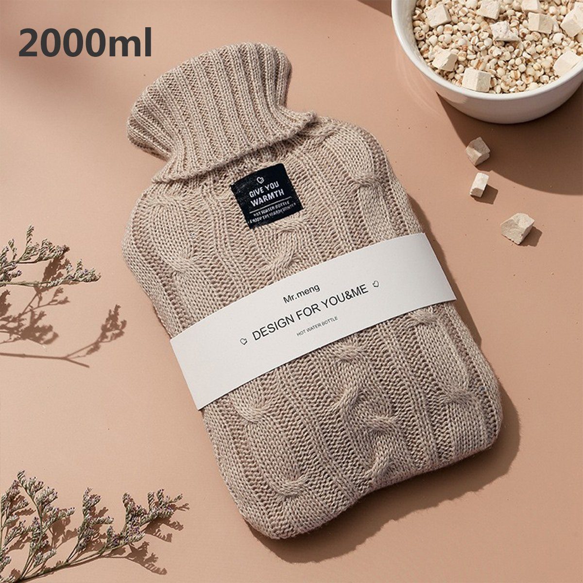 XDeer Wärmflasche Wärmflasche mit weichem Strickbezug Auslaufsichere Wärmeflasche, Bettflasche zur Schmerzlinderung aus Naturkautschuk für Kinder