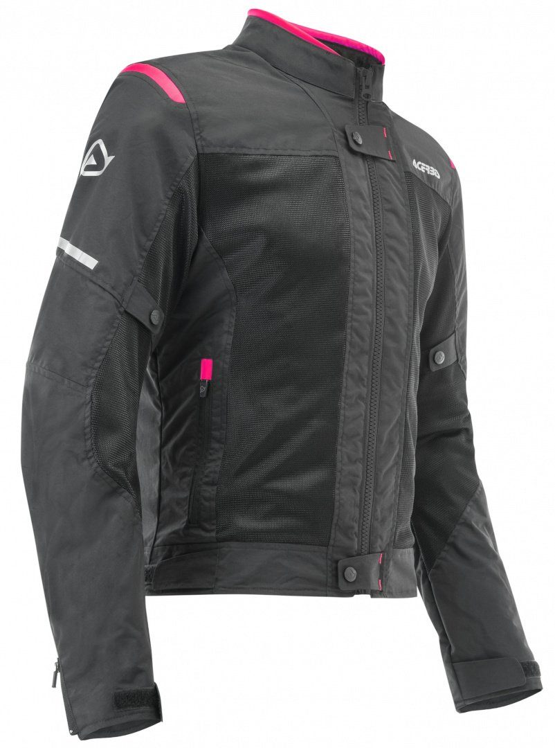 Motorradjacke Acerbis Ramsey Motorrad Vented Black/Pink Textiljacke Damen