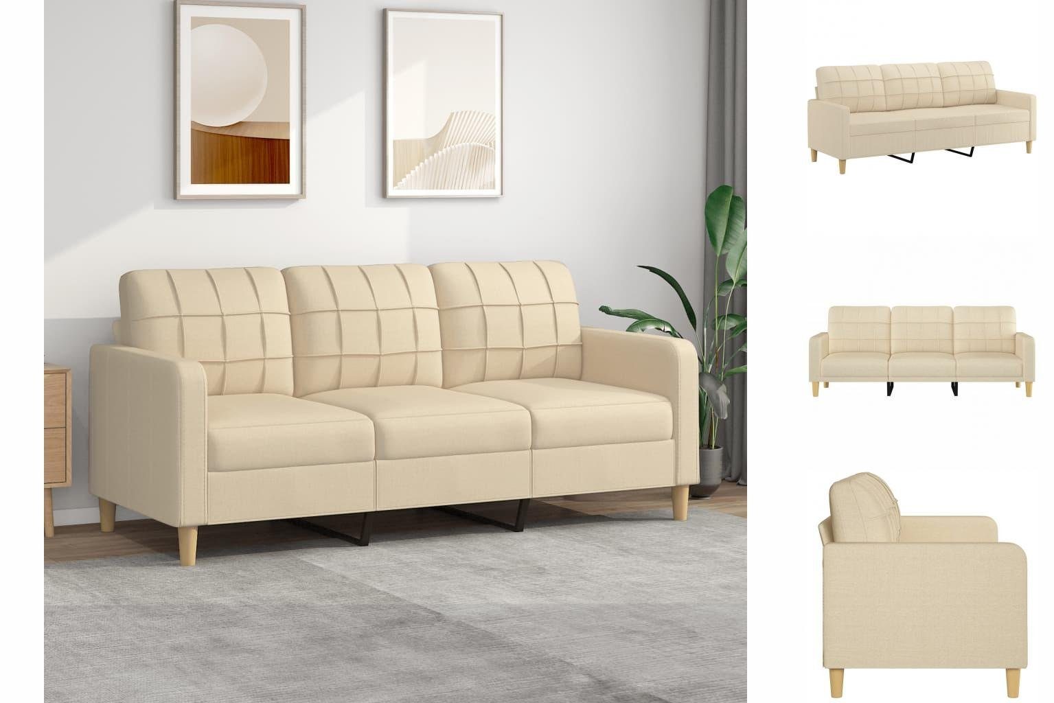 vidaXL Sofa 3-Sitzer Sofa Stoff Creme Couch 180 Möbel cm