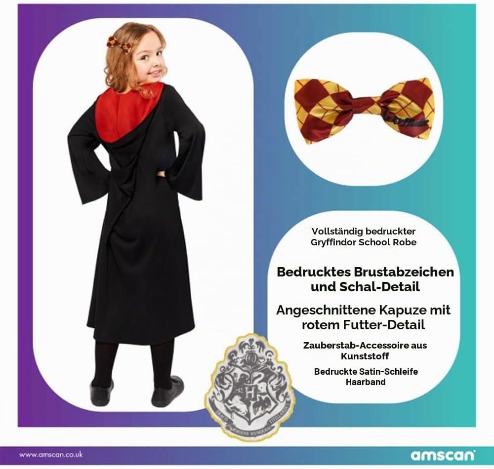 Amscan Kostüm Amscan Kostüm Hermine Harry Potter Hogwarts Gryffindor Fasching Gr.110