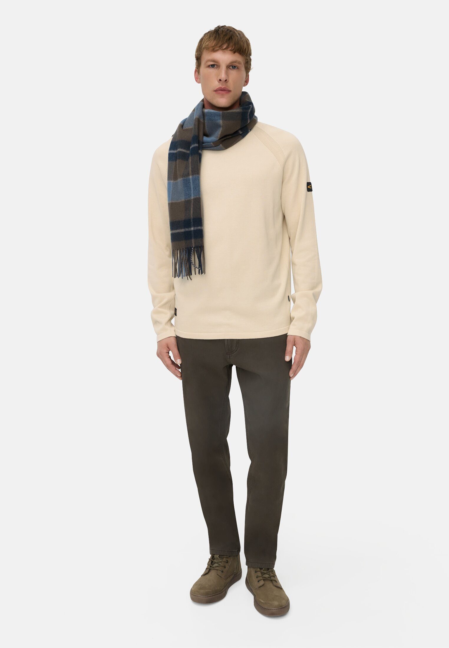 camel active Rollkragenpullover aus reiner Baumwolle Langarm Mit Rollkragen
