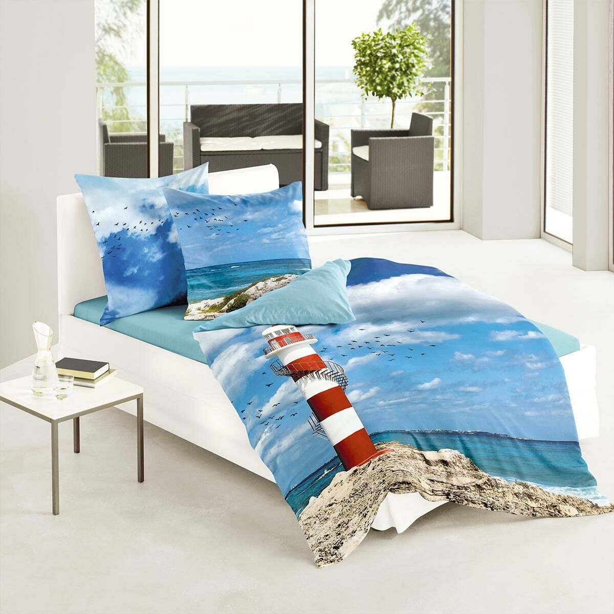 TRAUMSCHLAF Bettwäsche Leuchtturm, Mako Satin, 2 teilig, Digitaldruck im ma günstig online kaufen