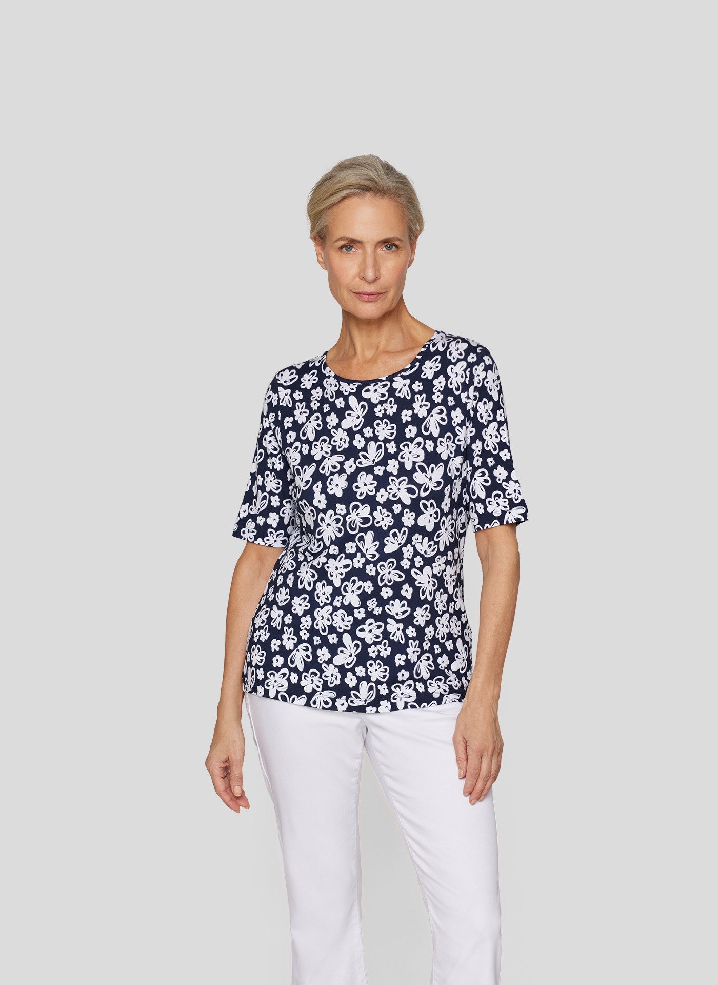 Rabe Rundhalsshirt mit floralem Muster günstig online kaufen