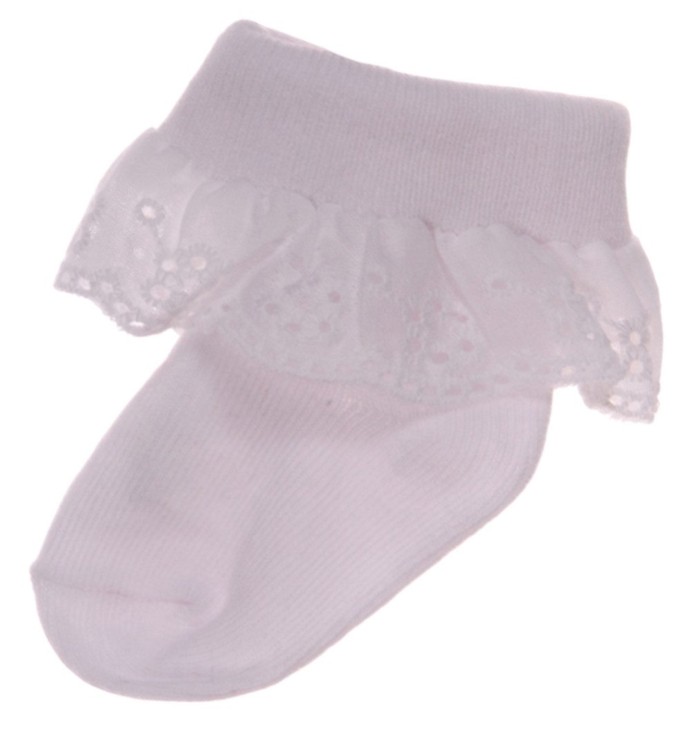 La Bortini Socken Socken mit Rüschen in Weiß für Taufe