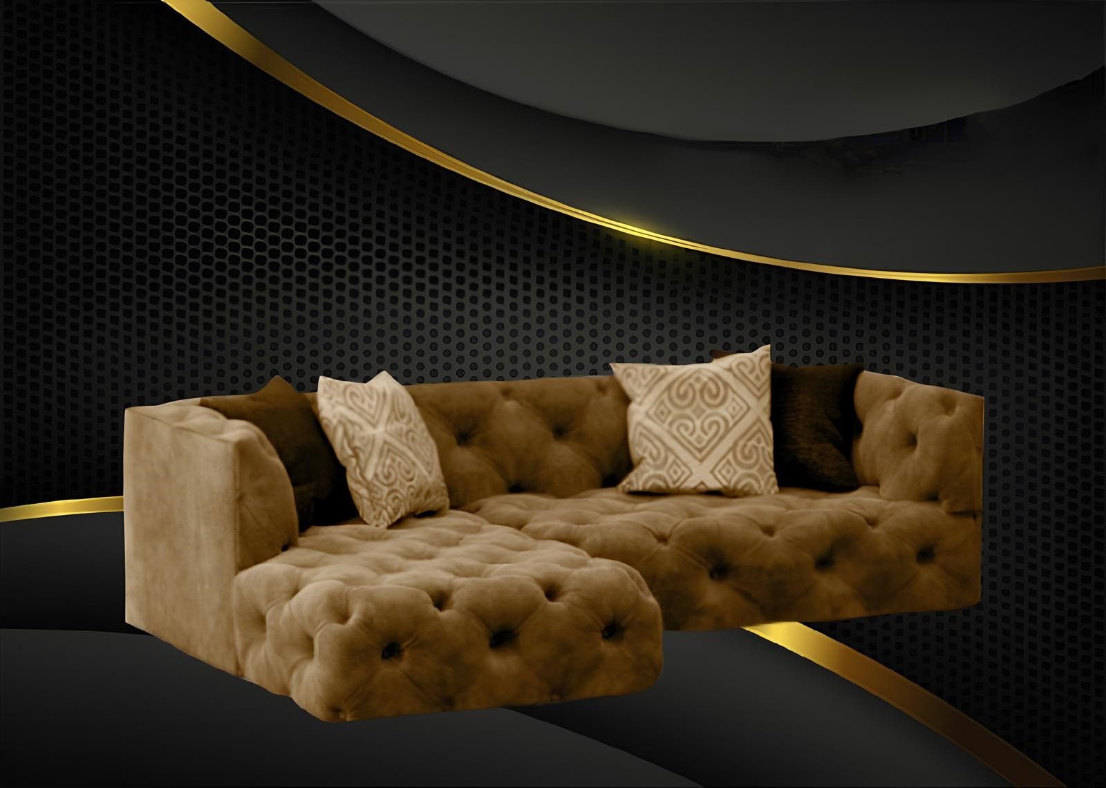 Xlmoebel Chesterfield-Sofa Ecksofa im Chesterfield Stil aus hochwertigem Textil in L-Form, Ecksofa L-Form, Hergestellt in Europa