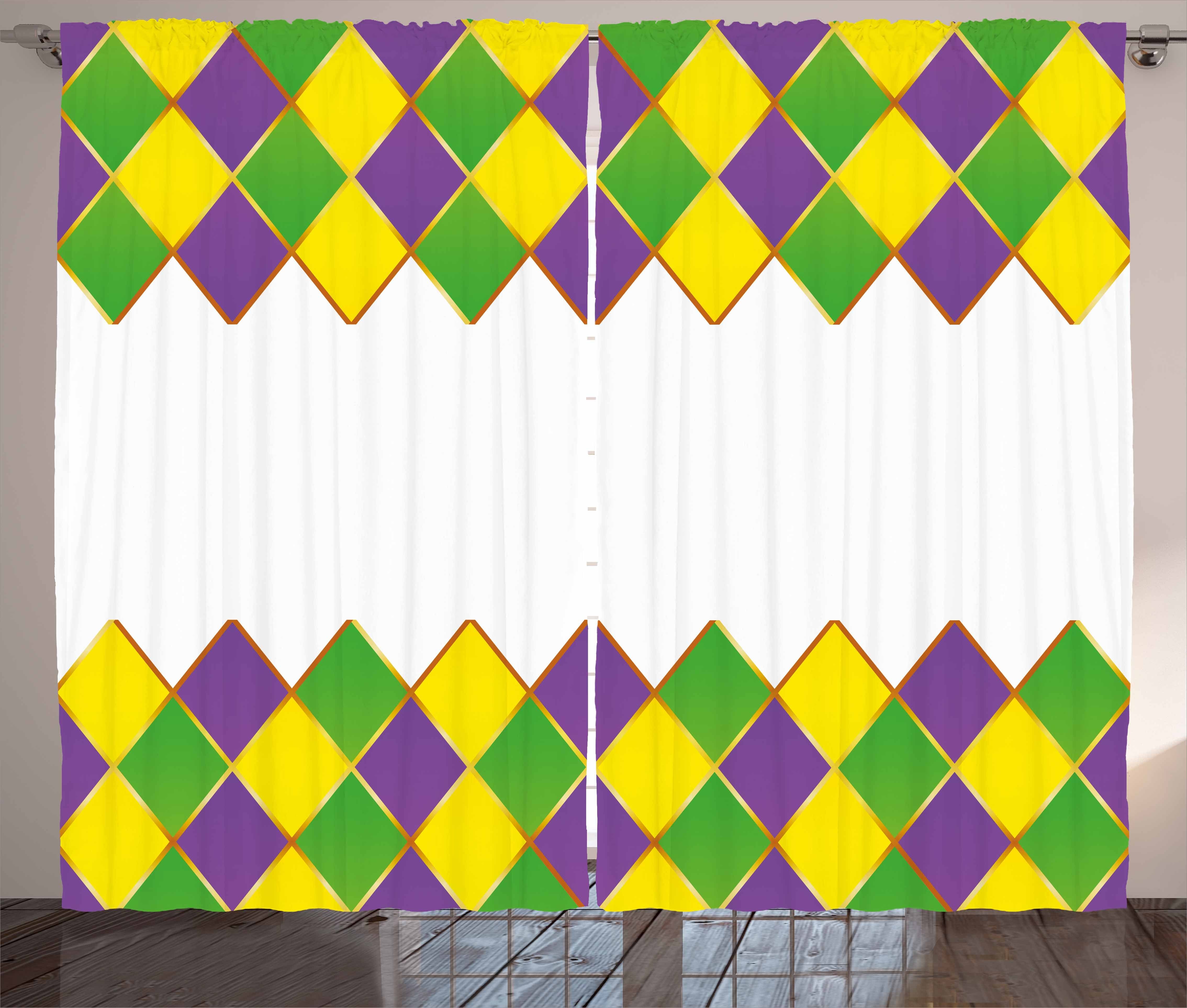 Gardine Schlafzimmer Kräuselband Vorhang mit Schlaufen und Haken, Abakuhaus, Karneval Carnival Colors Gitter