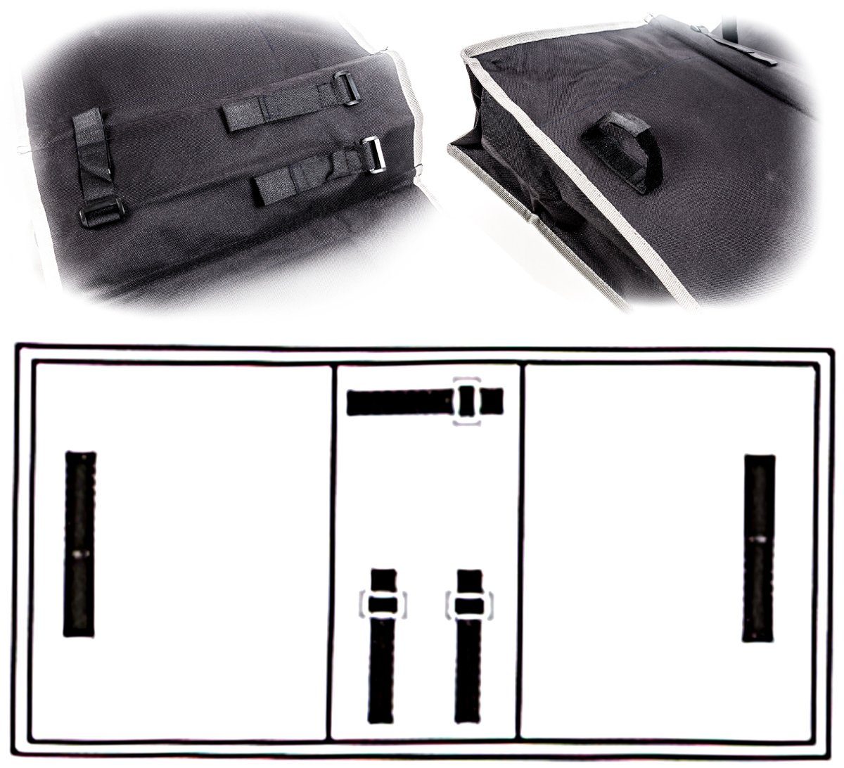Dunlop Fahrradtasche Doppel Gepäckträger Satteltasche, Fahrradtasche mit Clip-Verschluß und Reflektoren