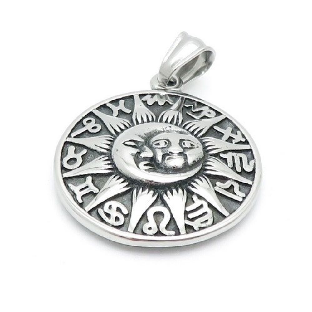 BUNGSA Anhänger Set Anhänger Sternzeichen-Rad Silber aus Edelstahl Unisex