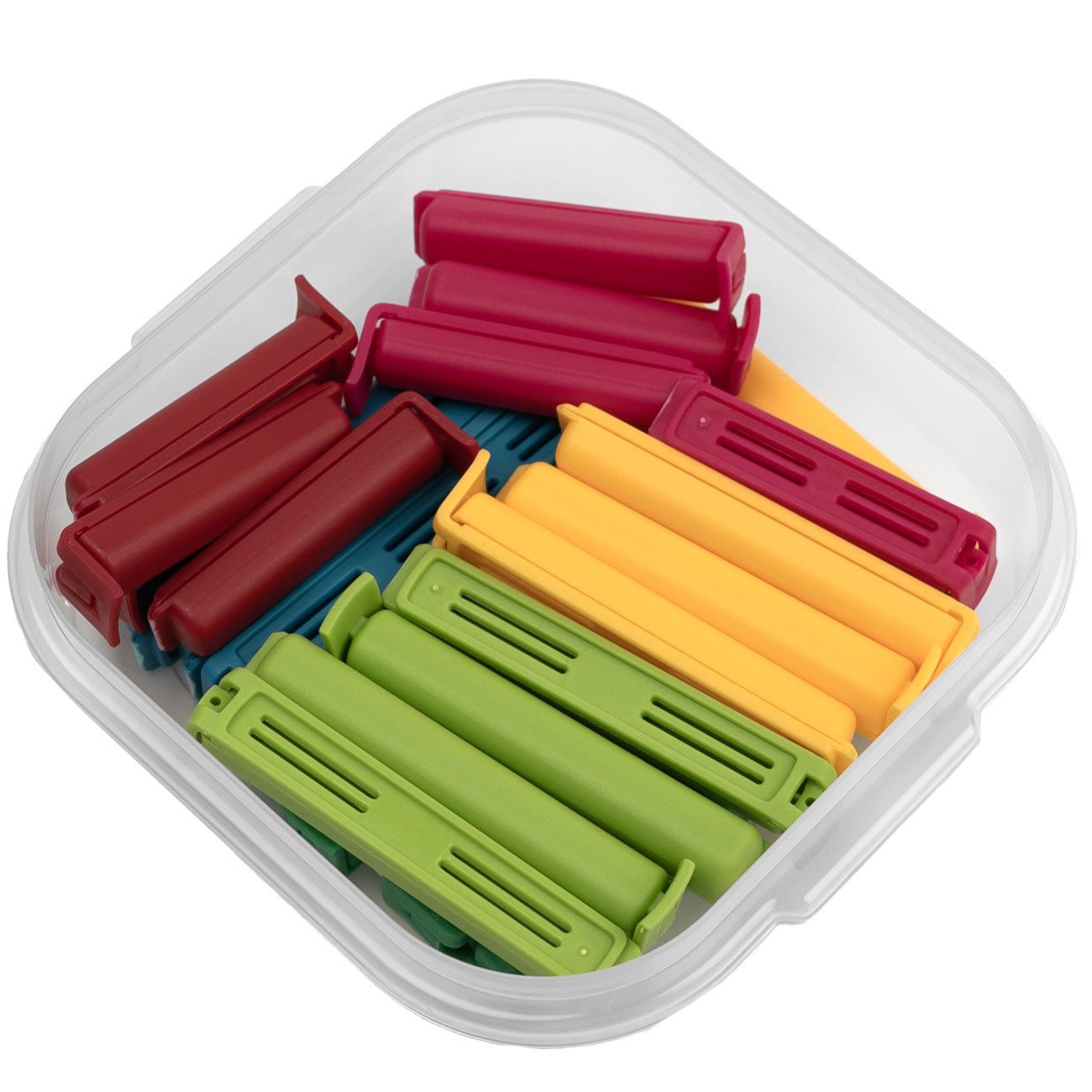 Excellent Houseware Verschlussklammer Frischhalteclips Set 24-teilig mit Box, Bunte Tütenclips in 3 Größen (24tlg.-Set), 8x Klein (6,4 cm), 8x Mittel (8,5 cm),  – Bild 2 von 5
