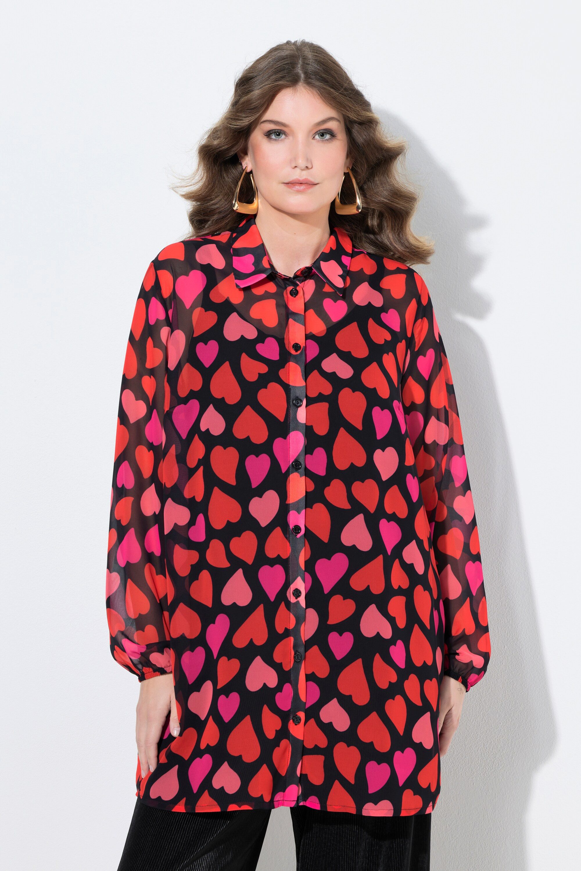 MIAMODA Longbluse Bluse A-Linie Chiffon Punkte/floral