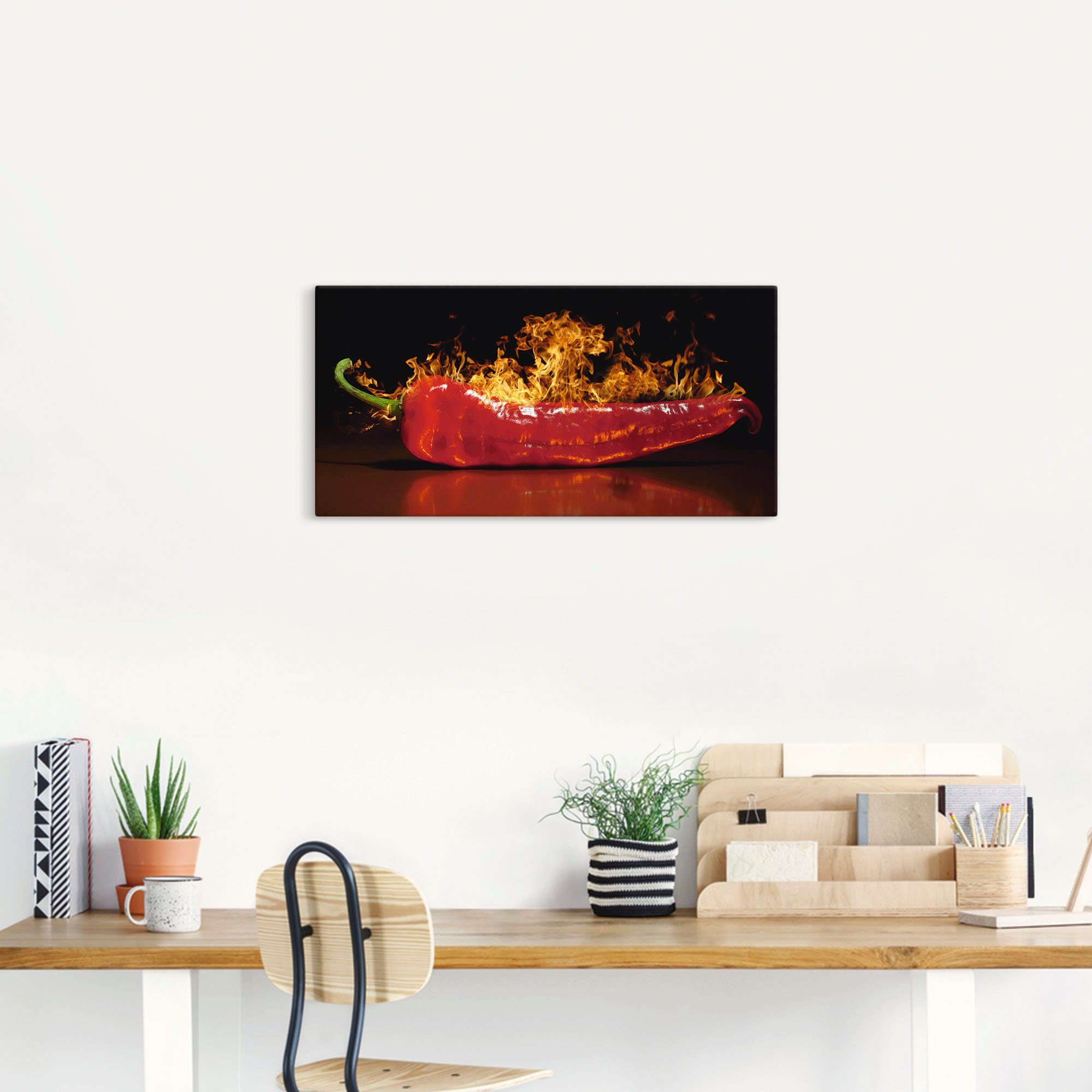 Artland Wandbild Roter scharfer Chilipfeffer, Lebensmittel (1 St), als Alubild, Leinwandbild in verschied. Größen