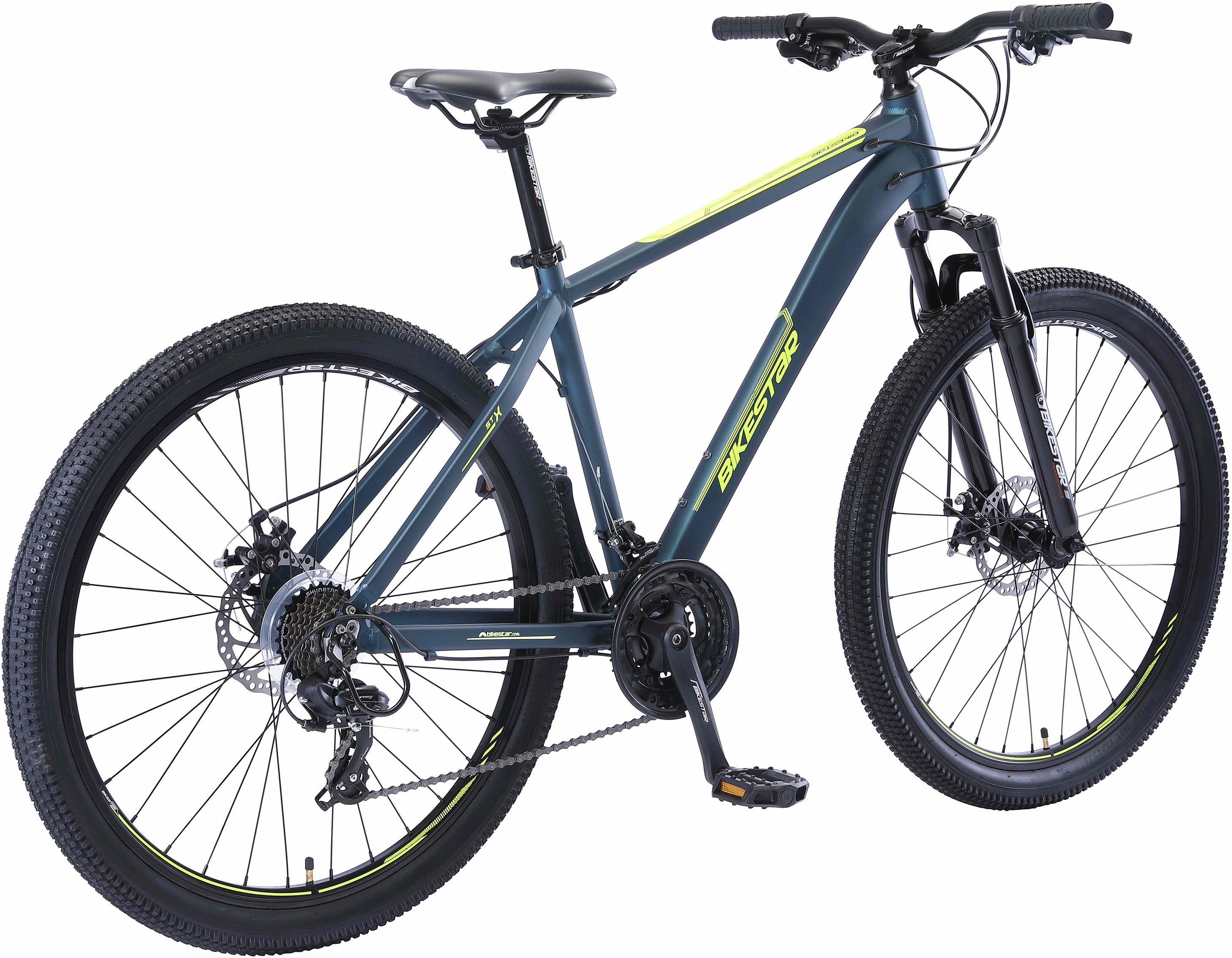 Bikestar Mountainbike, 21 Gang Shimano RD-TY300 Schaltwerk, Kettenschaltung, für Damen und Herren, Kettenschaltung