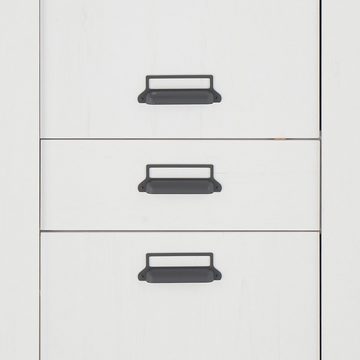 Lomadox Küchenzeile SHELTON-61, Küchen Set in Pinie weiß mit anthrazit im Landhausstil