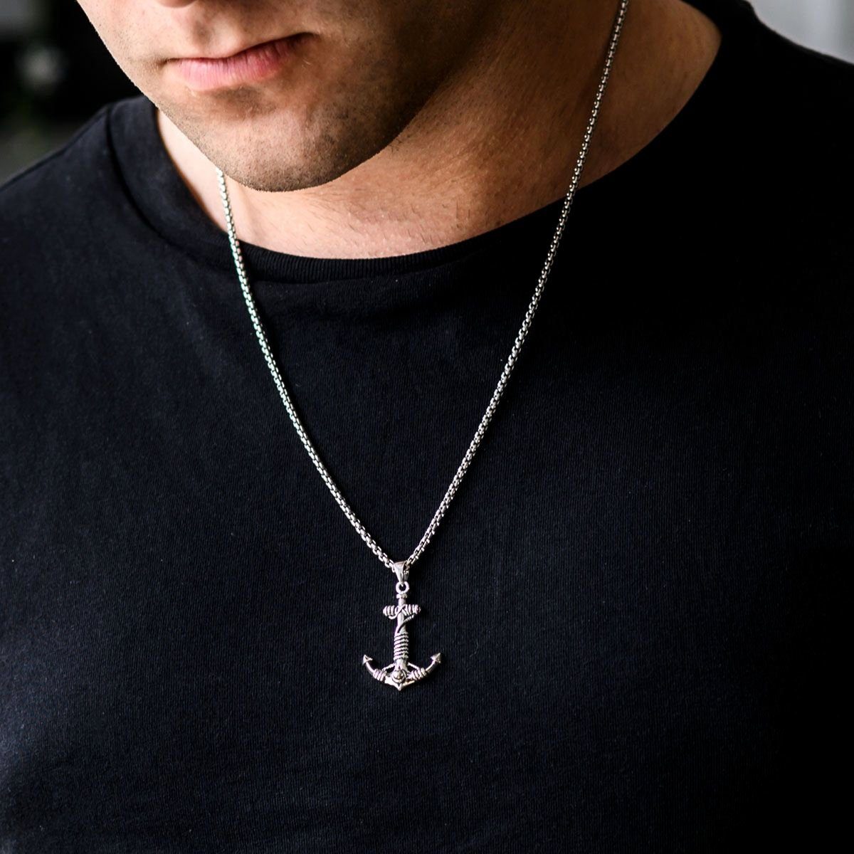 Materia Kettenanhänger Anker Anchor Schiff Seefahrt antik geschwärzt 925 Silber KA-285, 925 Sterling Silber, oxidiert – Bild 2 von 4